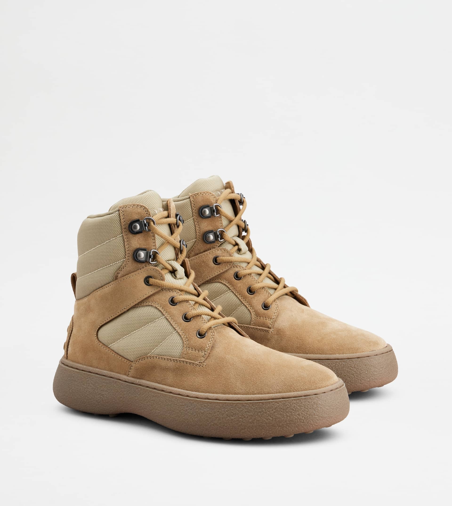 TOD'S W. G. LACE-UP ANKLE BOOTS IN SUEDE - BEIGE - 4