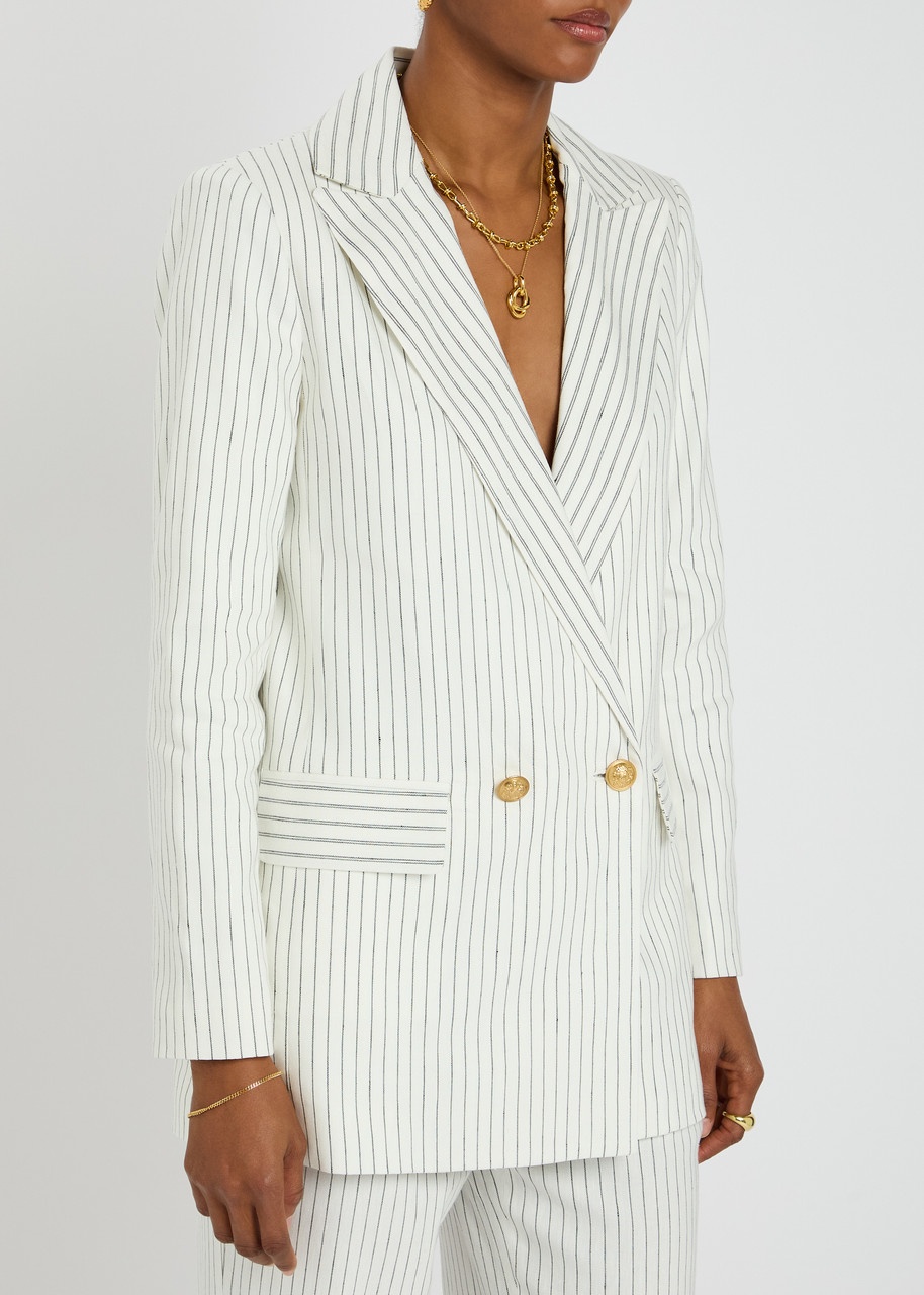 Alice + Olivia Arias Striped Linen-blend Blazer - 2