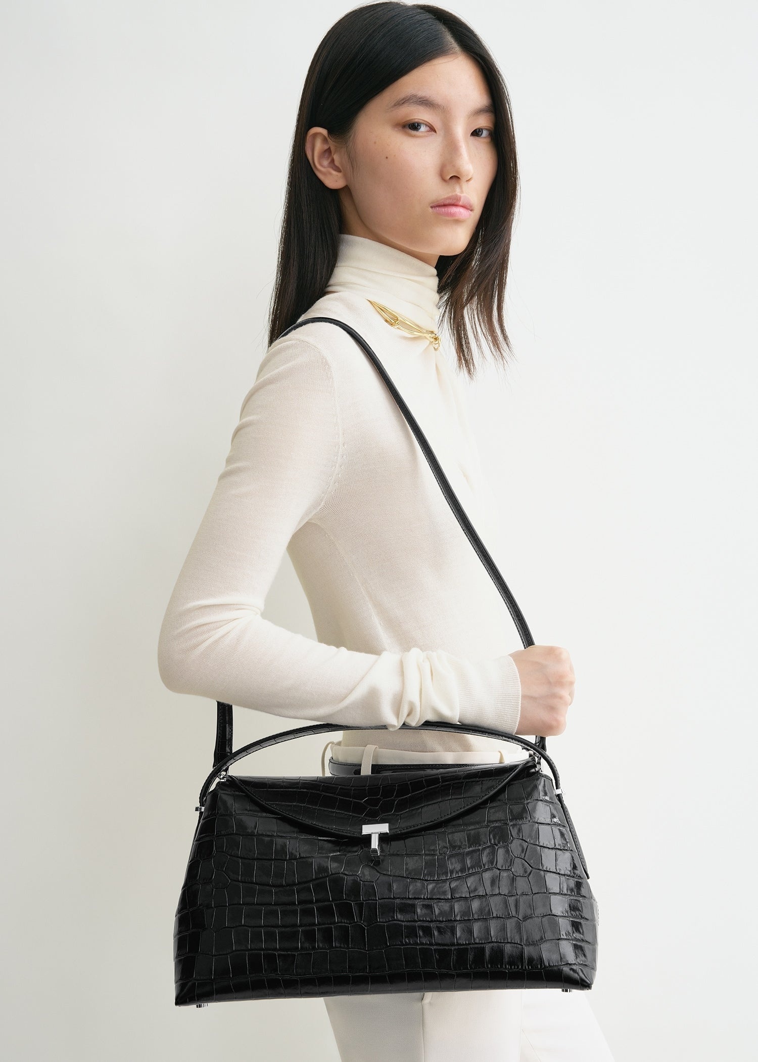 T-lock top handle black croco - 3