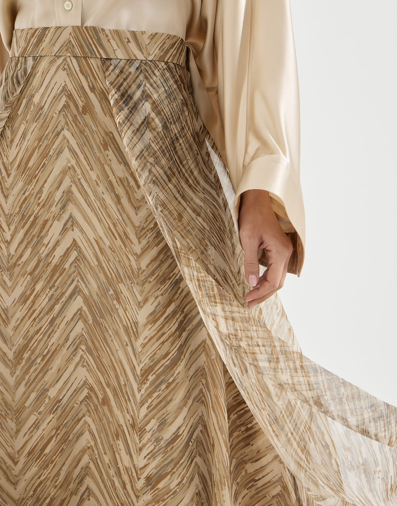 Silk chevron print organza paneled circle skirt 4