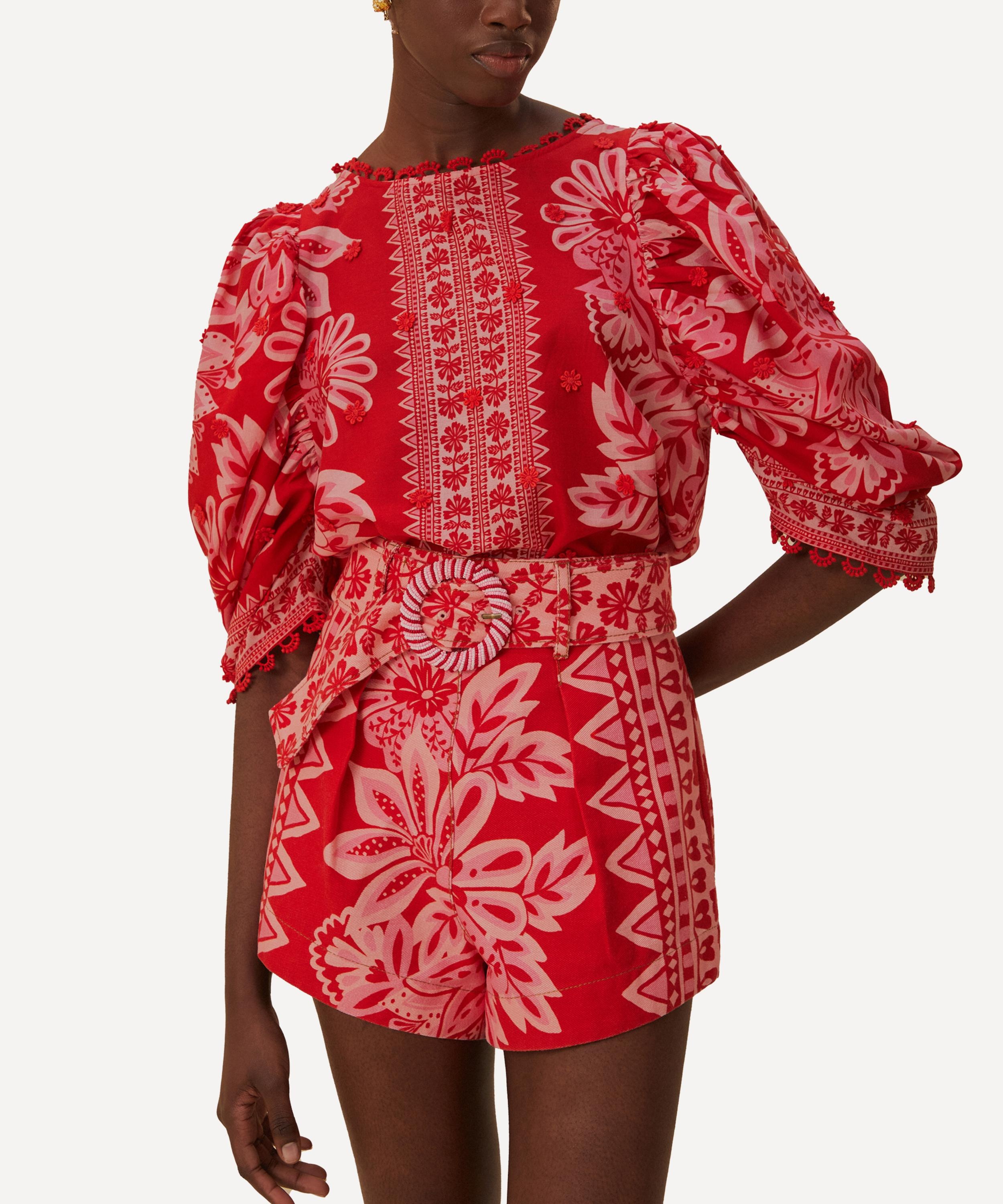 Flora Tapestry Red Shorts - 2