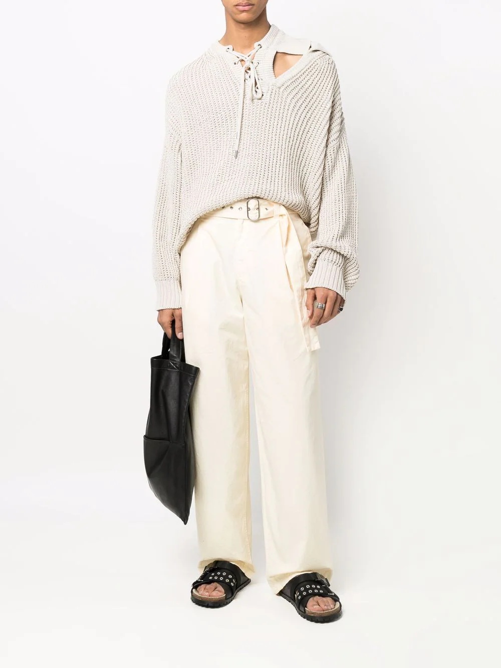 wide-leg cotton trousers - 2