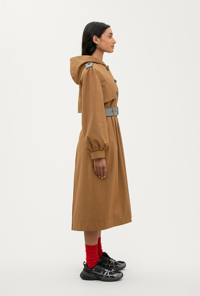 Aspen Trench Coat - Tan/Black Gingham 5