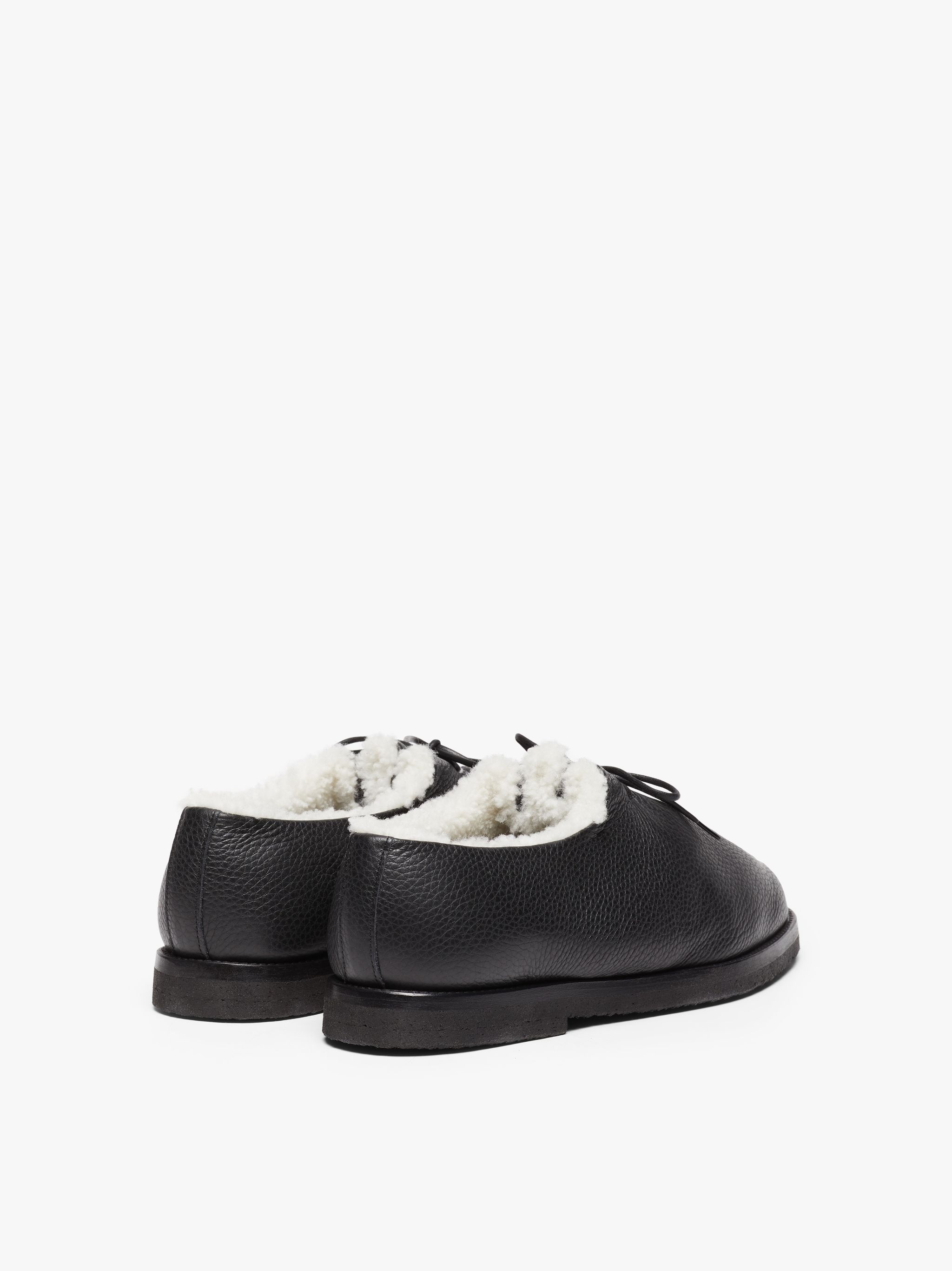 JACQUES SOLOVIÈRE BLACK SHEARLING SUEDE LACE-UP SHOES - 4