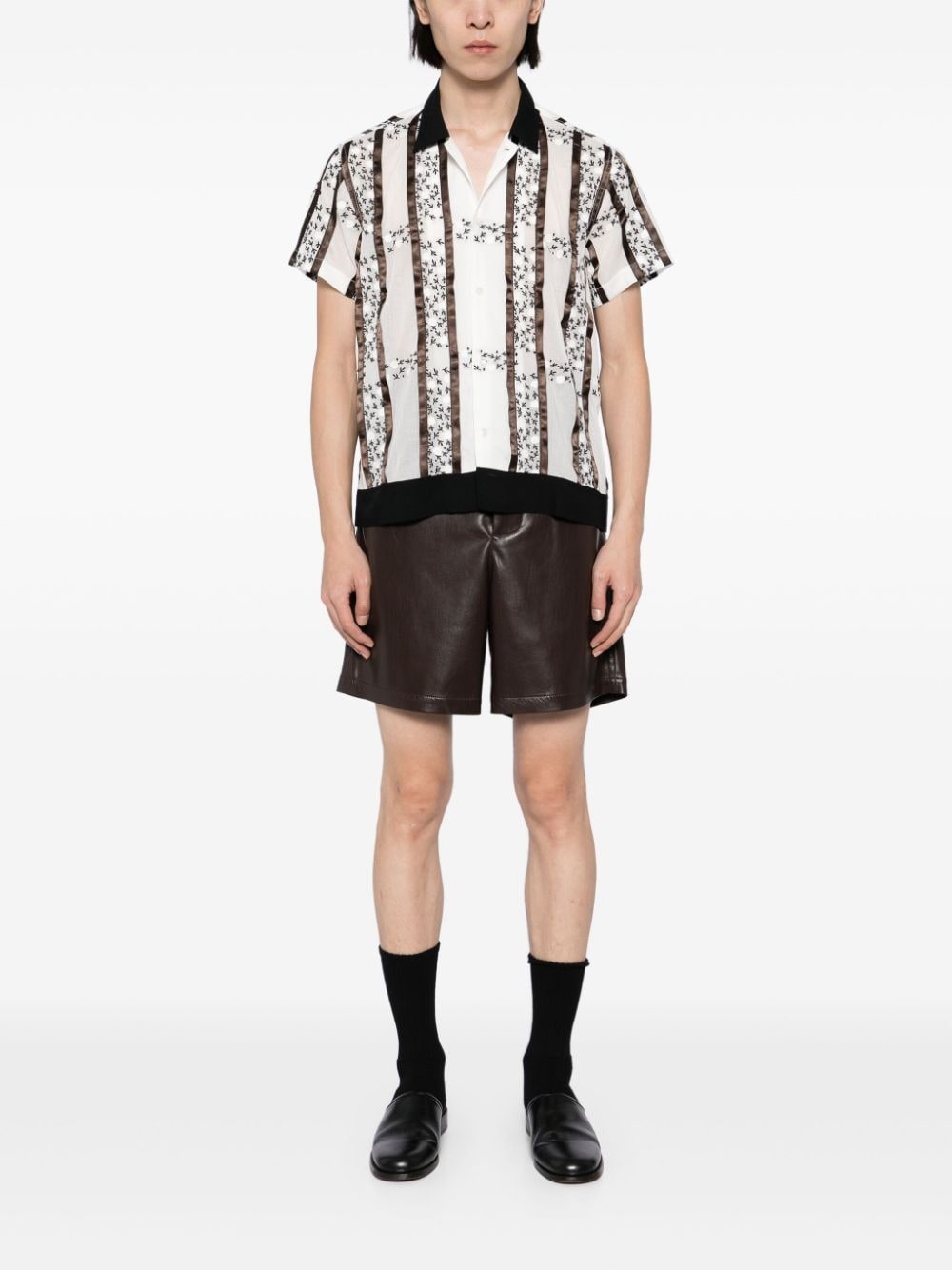 lattice sprig short-sleeved shirt - 2
