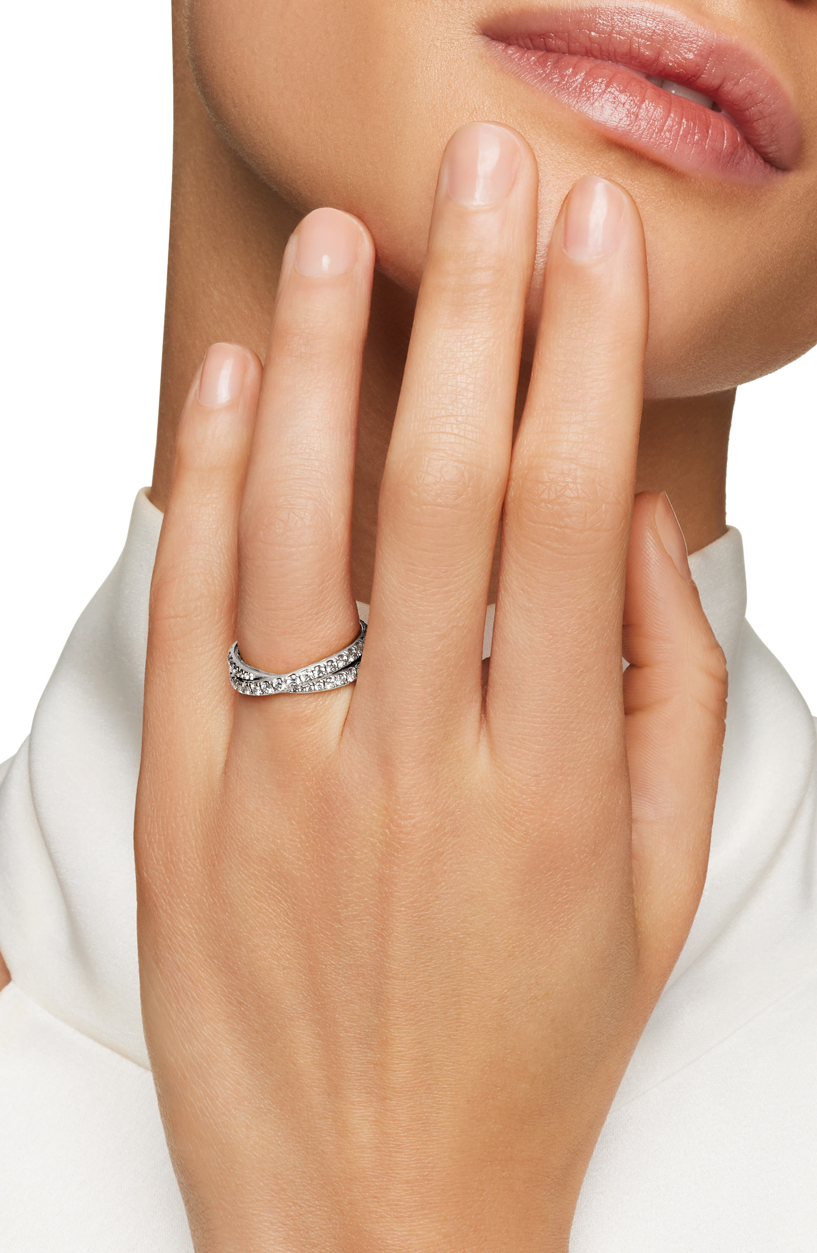 David Yurman DY Crossover® Band Ring with Diamonds in Platinum at Nordstrom - 3