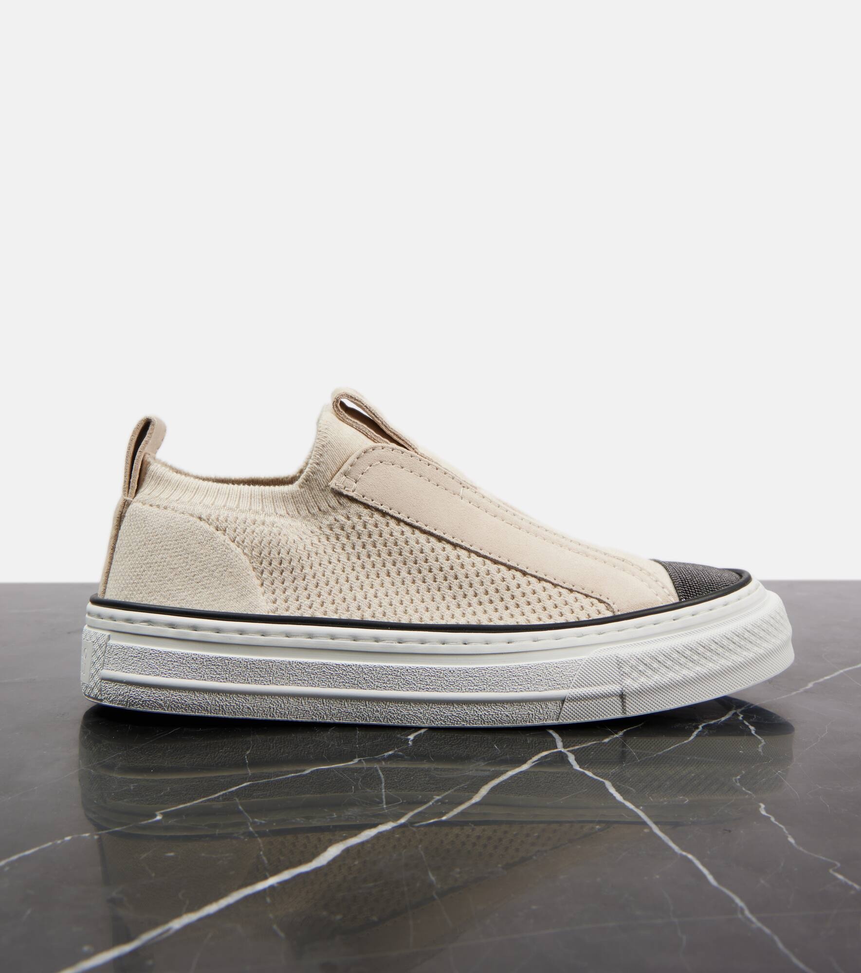 Suede-trimmed canvas sneakers - 5