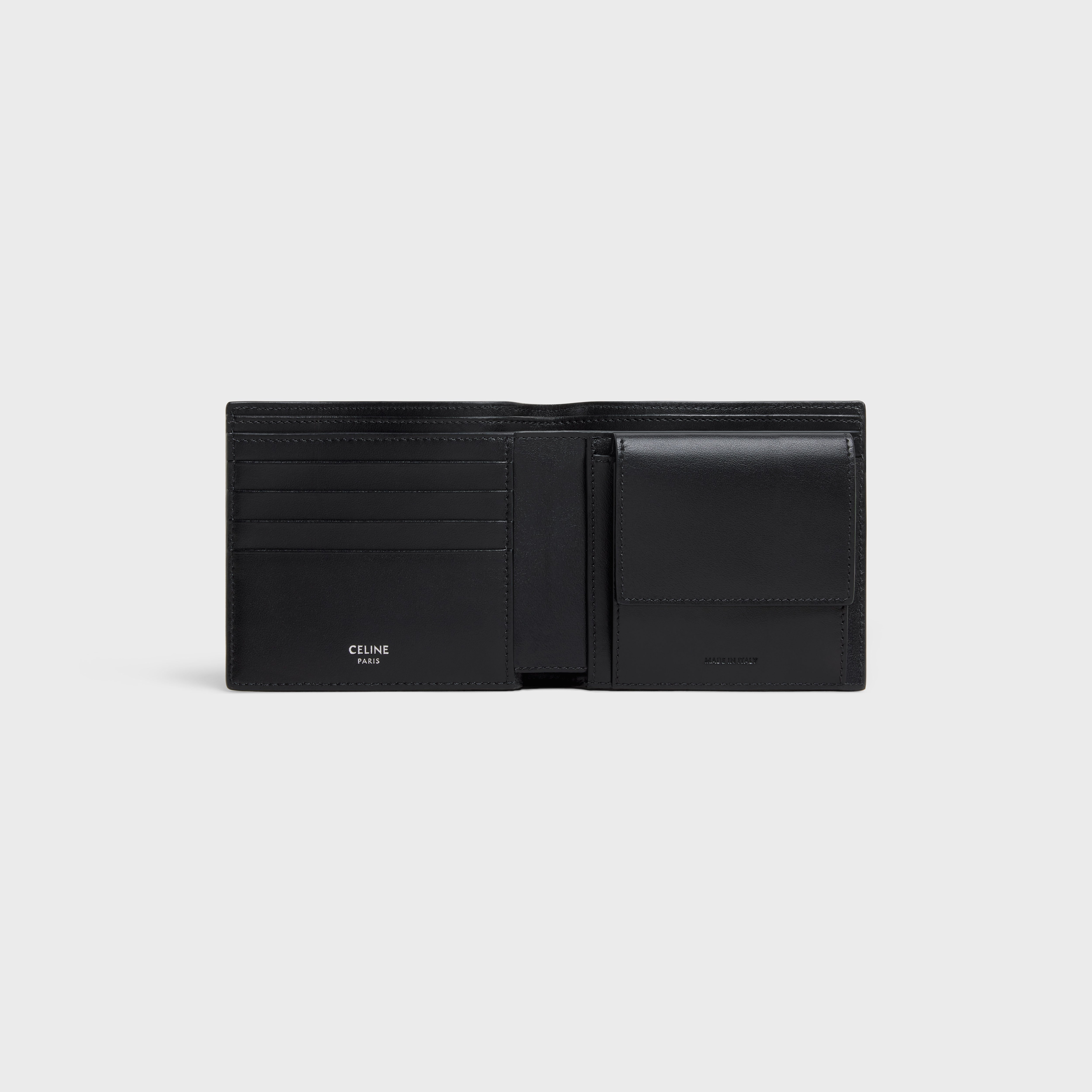 Bi-fold Wallet with Coin in Smooth Calfskin with celine print - 5