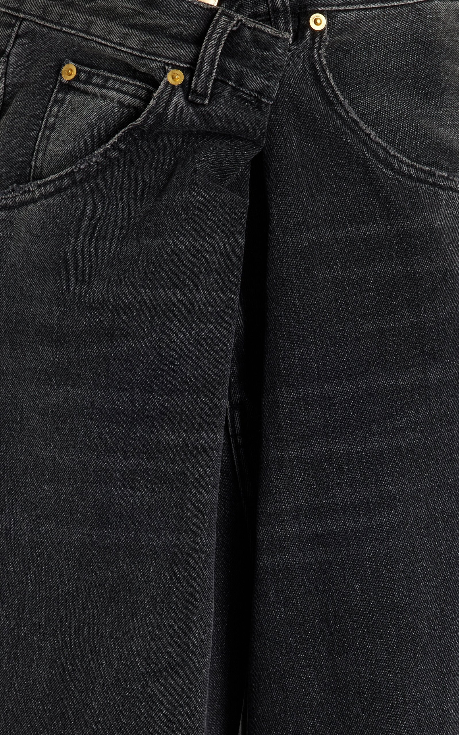 Ines Fold-Over Low-Rise Rigid Wide-Leg Jeans black - 5