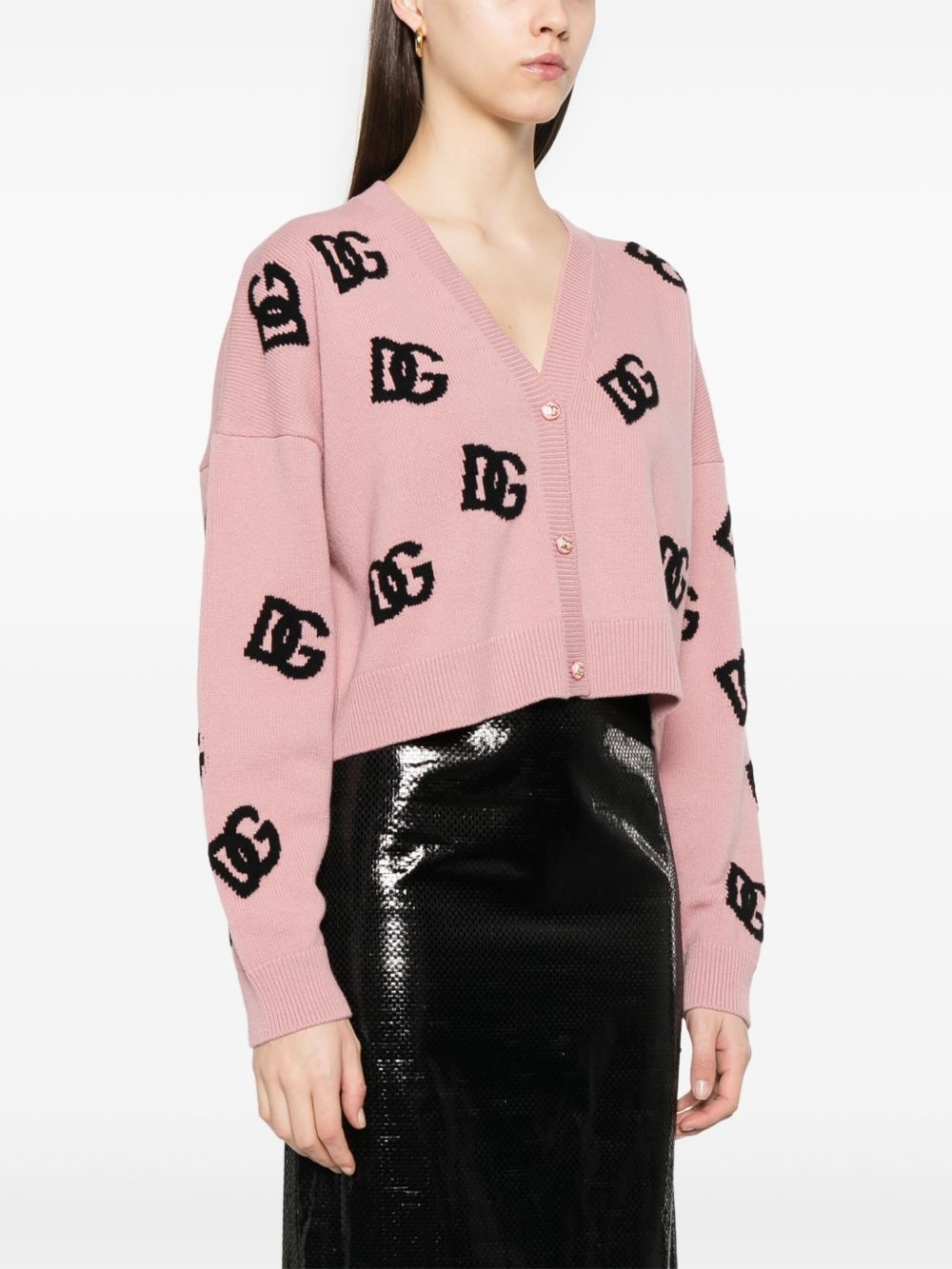 jacquard-logo cropped cardigan - 3