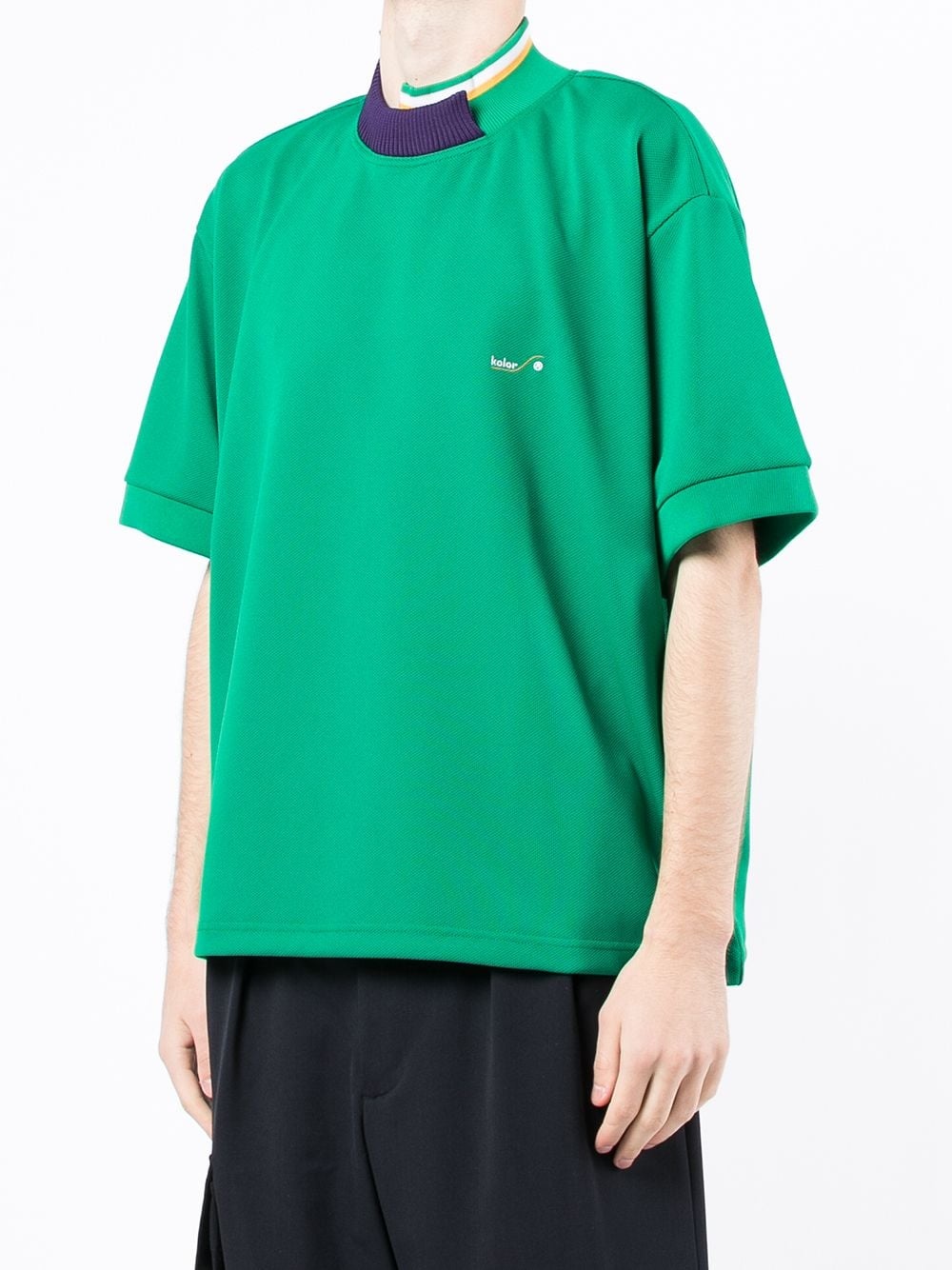 ribbed-collar oversized T-shirt - 3