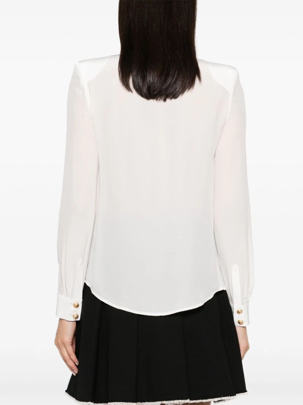 Embossed-Buttons Silk Shirt - 4