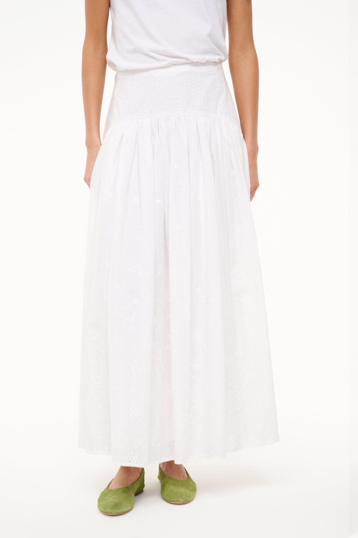 STAUD PROCIDA SKIRT WHITE EYELET - 3