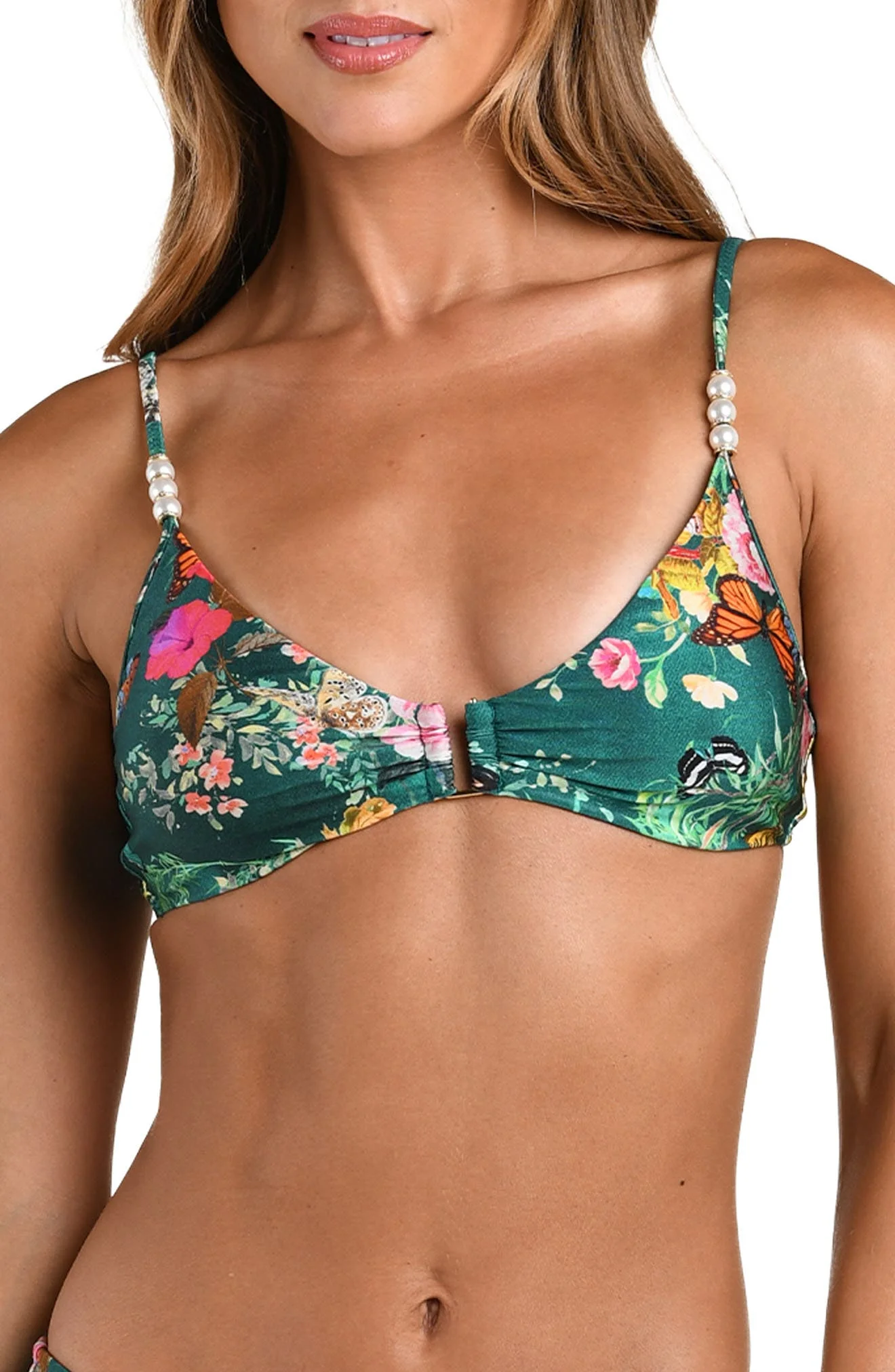 L'AGENCE Yazmin Chardona Bikini Top in Green Multi at Nordstrom - 1