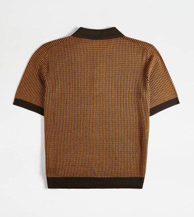 Tod's POLO SHIRT IN SILK BLEND KNIT - BROWN, BEIGE outlook