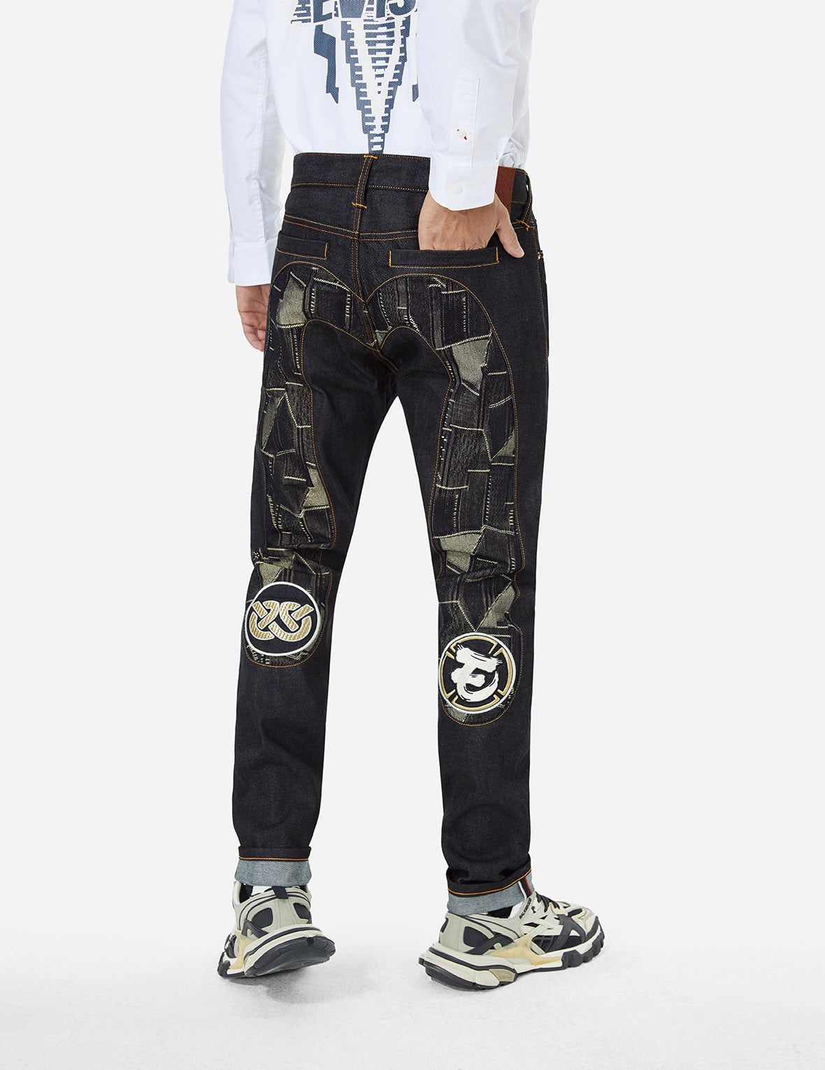 Patchwork Daicock Insert and Wheel Of Wisdom Embroidery Carrot Fit Jeans #2017 - 5