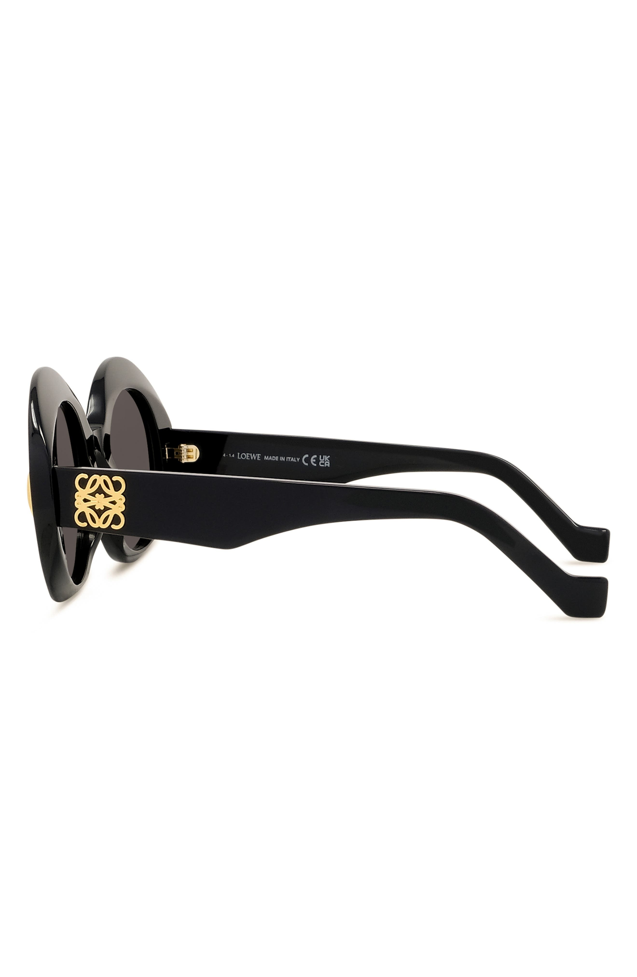 Loewe Anagram 50mm Oval Sunglasses in Shiny Black /Smoke at Nordstrom - 5