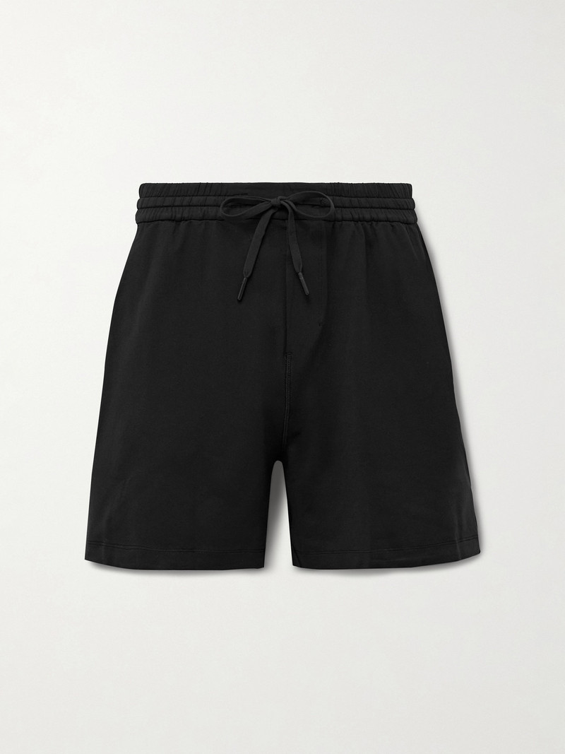Straight-Leg Stretch Recycled-Jersey Drawstring Shorts 1