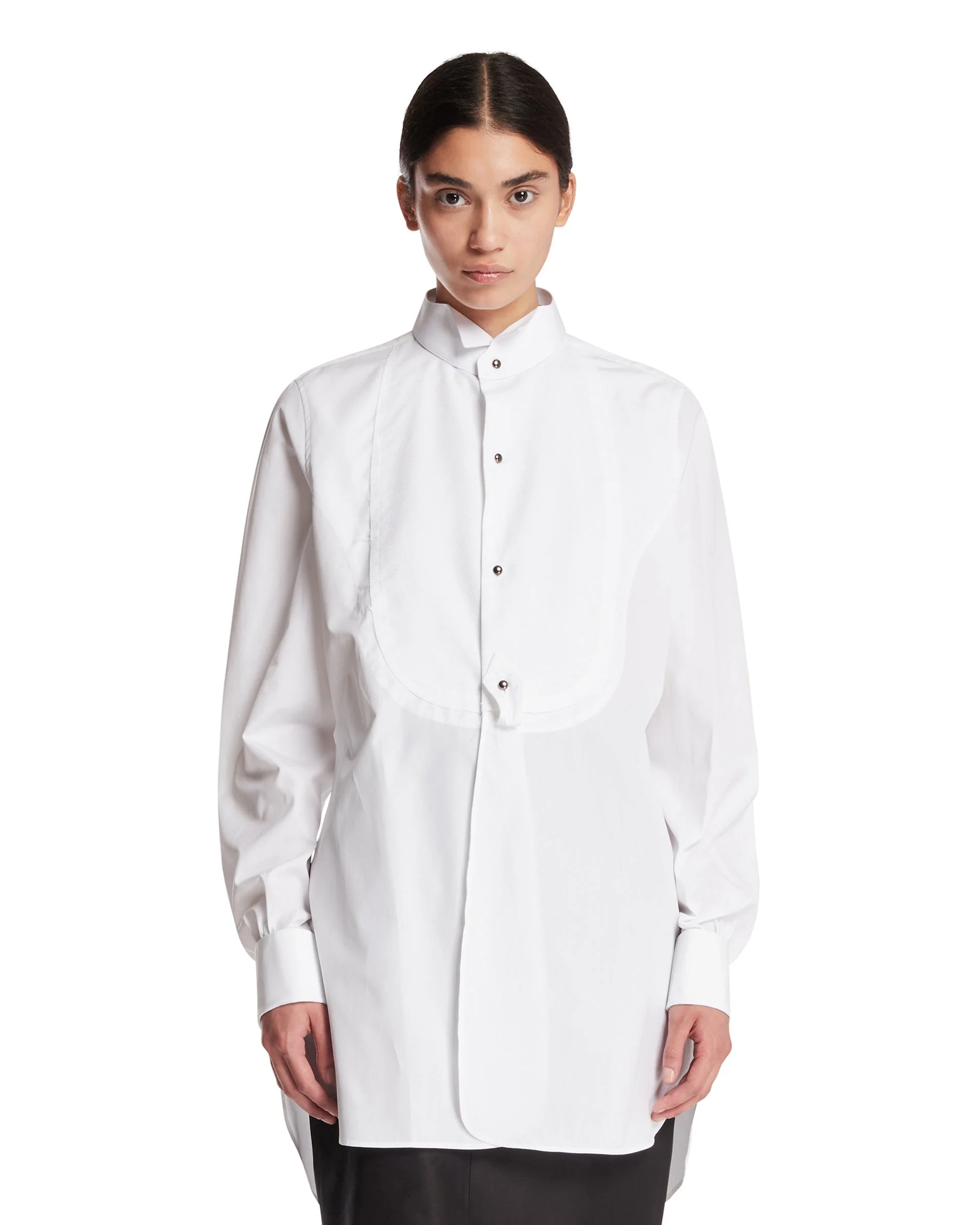White Cotton Tuxedo Shirt - 1