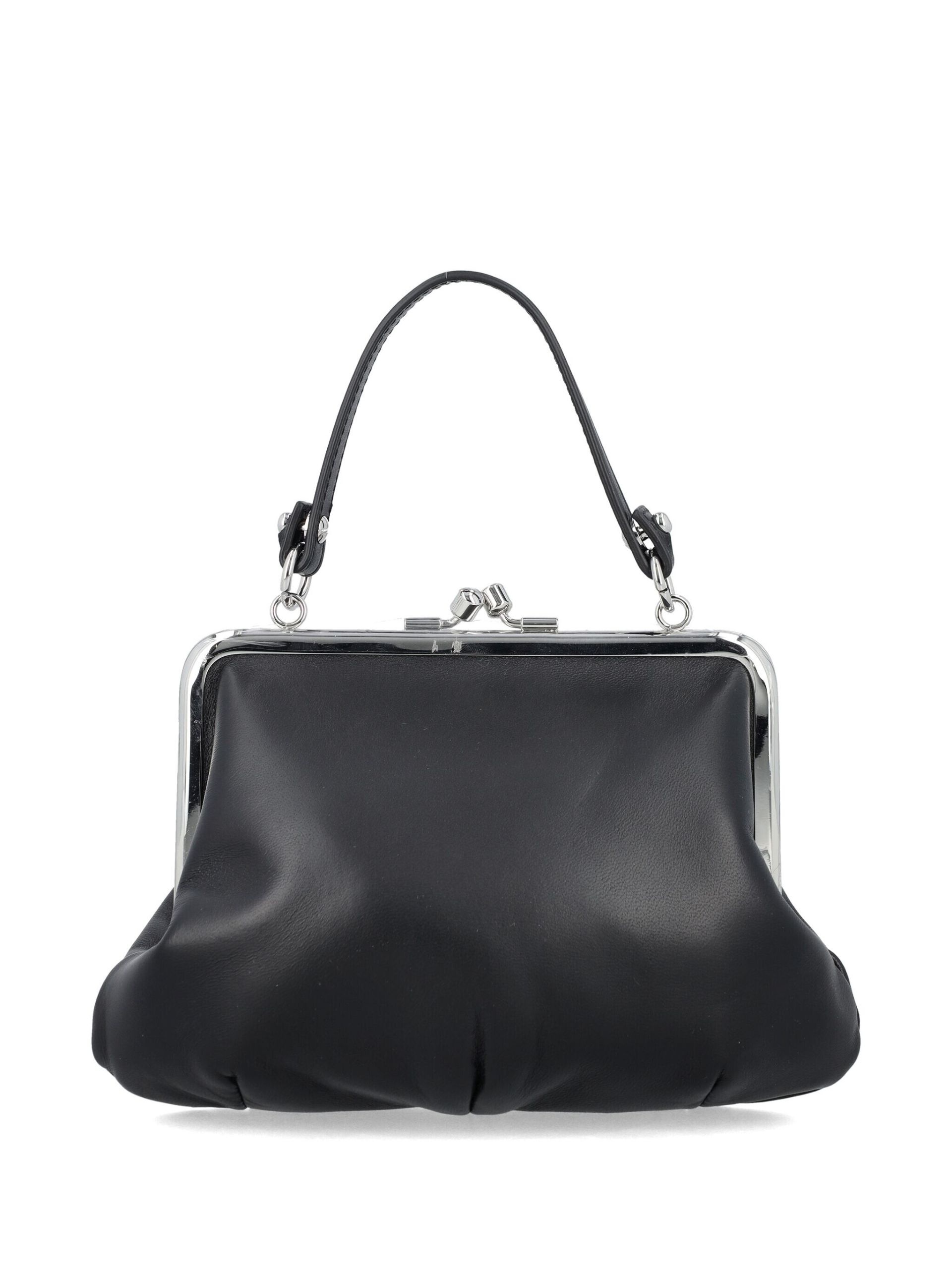 Black Granny Frame Leather Tote Bag - 2