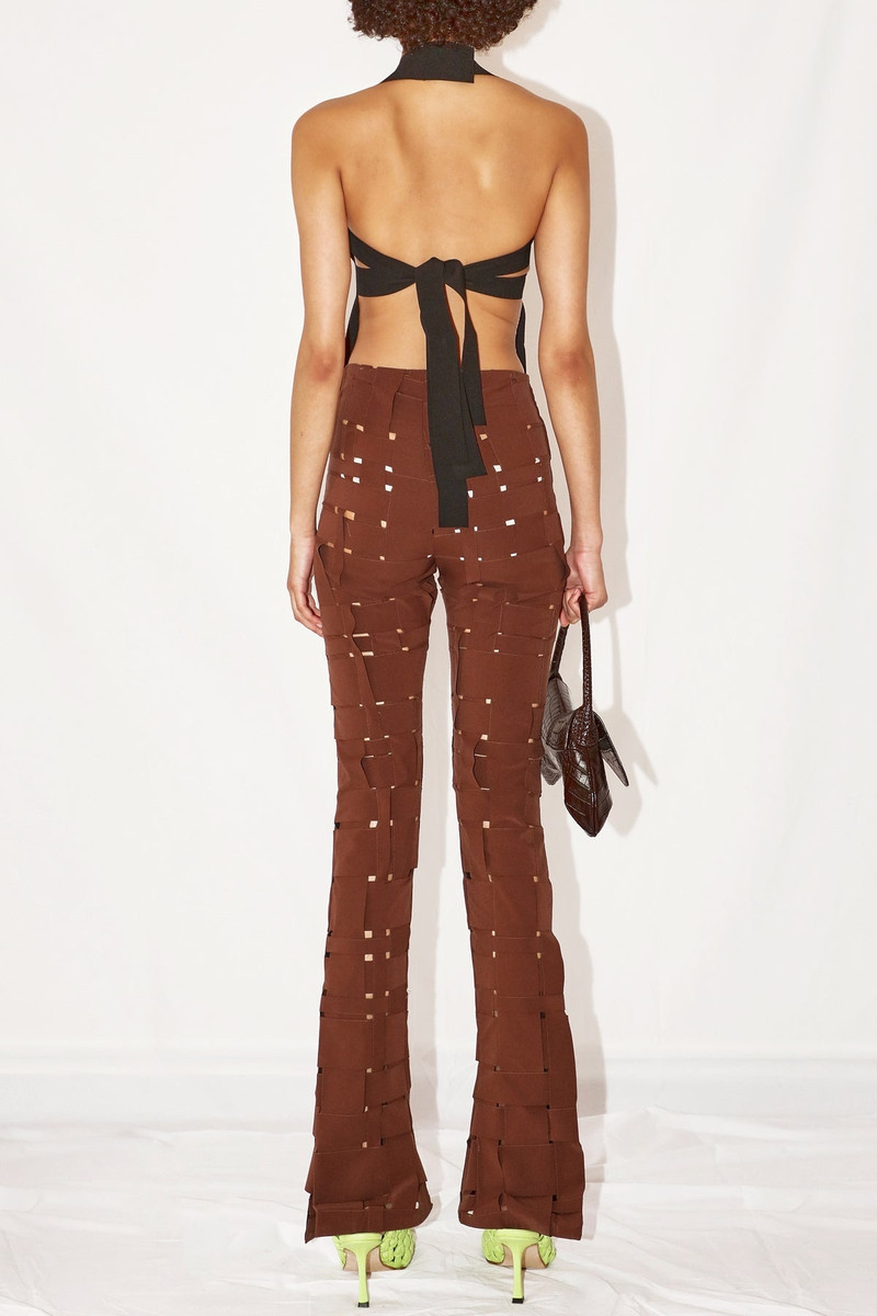 WEAVED FITTED TROUSERS BROWN 2