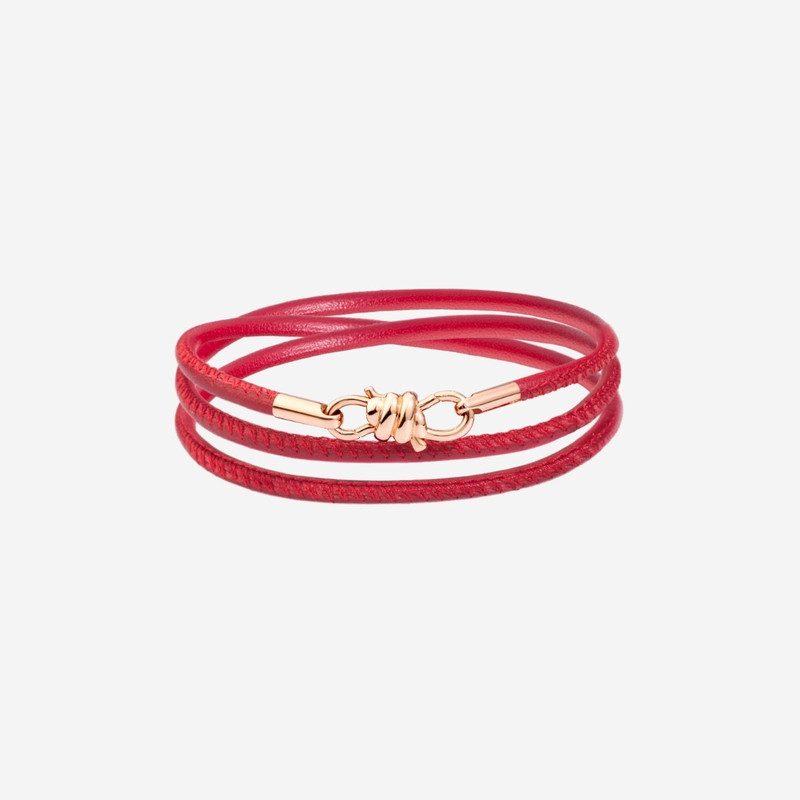 Rose Gold & Leather Cord Nodo Bracelet 1