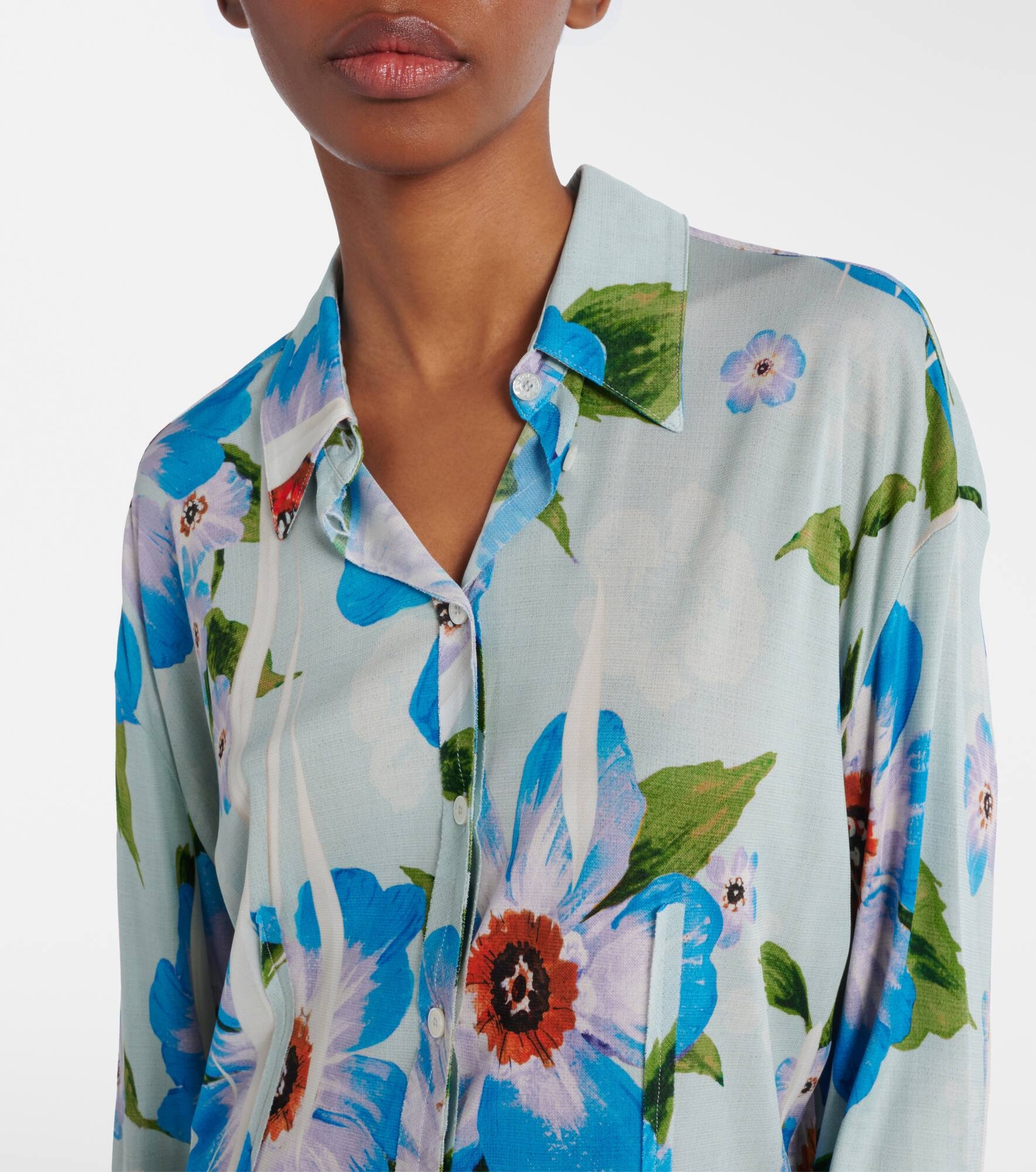 Floral jersey shirt - 4