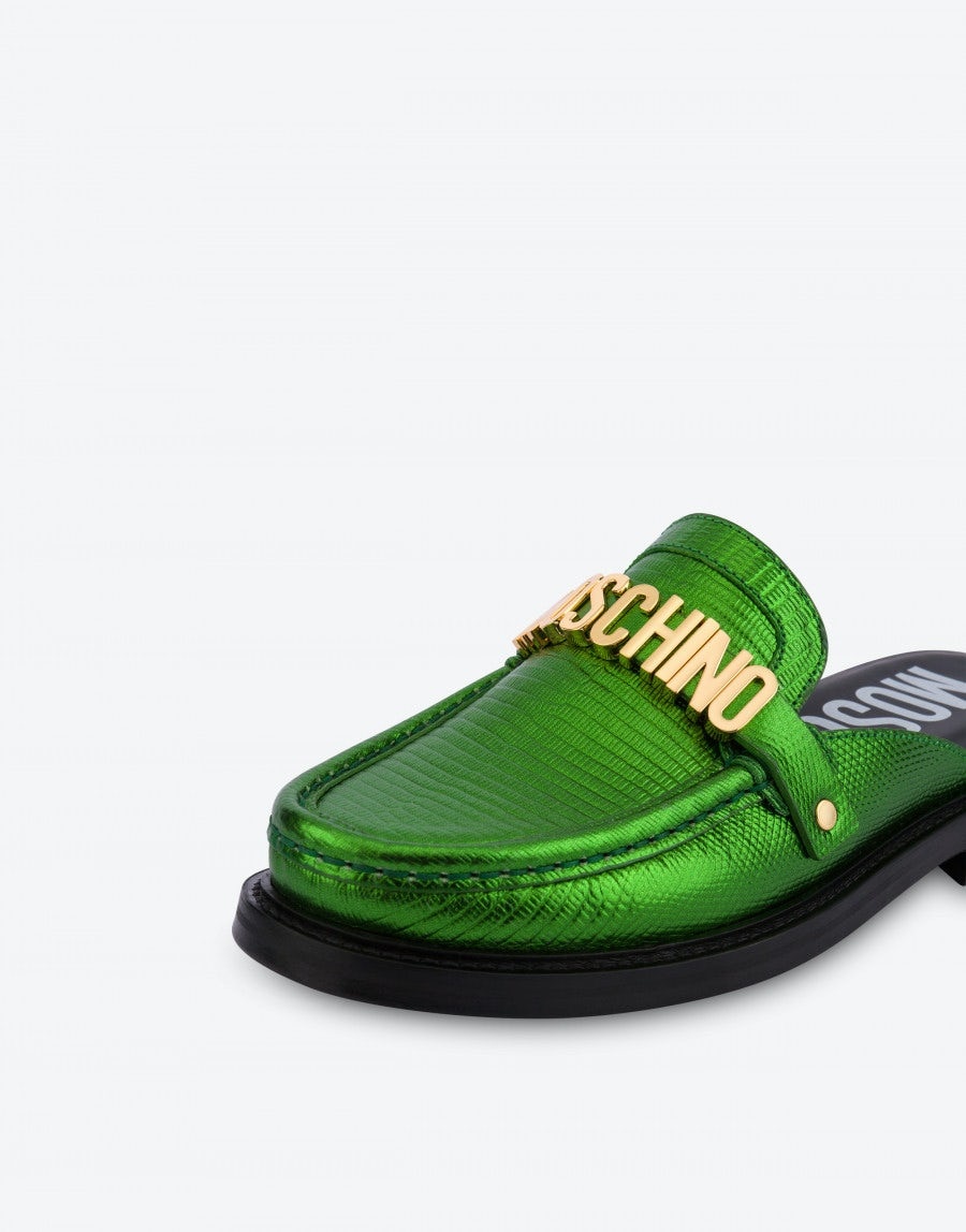 LIZARD PRINT CALFSKIN OPEN LOAFERS - 4