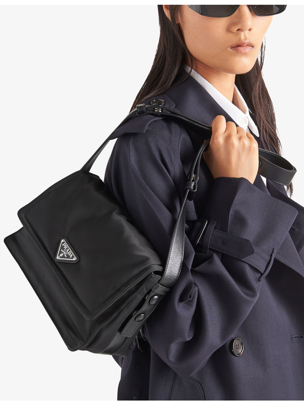 Brand-plaque small recycled-nylon shoulder bag - 6