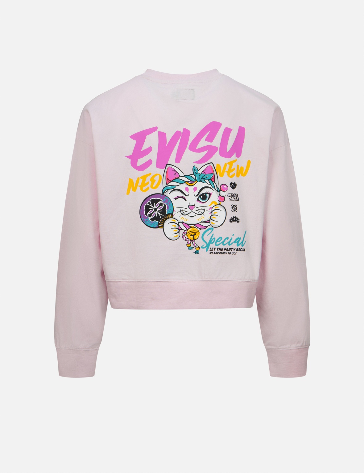 FORTUNE CAT PRINT CROPPED SWEATSHIRT - 1