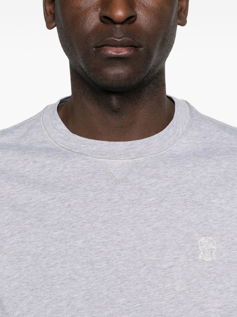 ribbed crew-neck logo-embroidery T-shirt 5