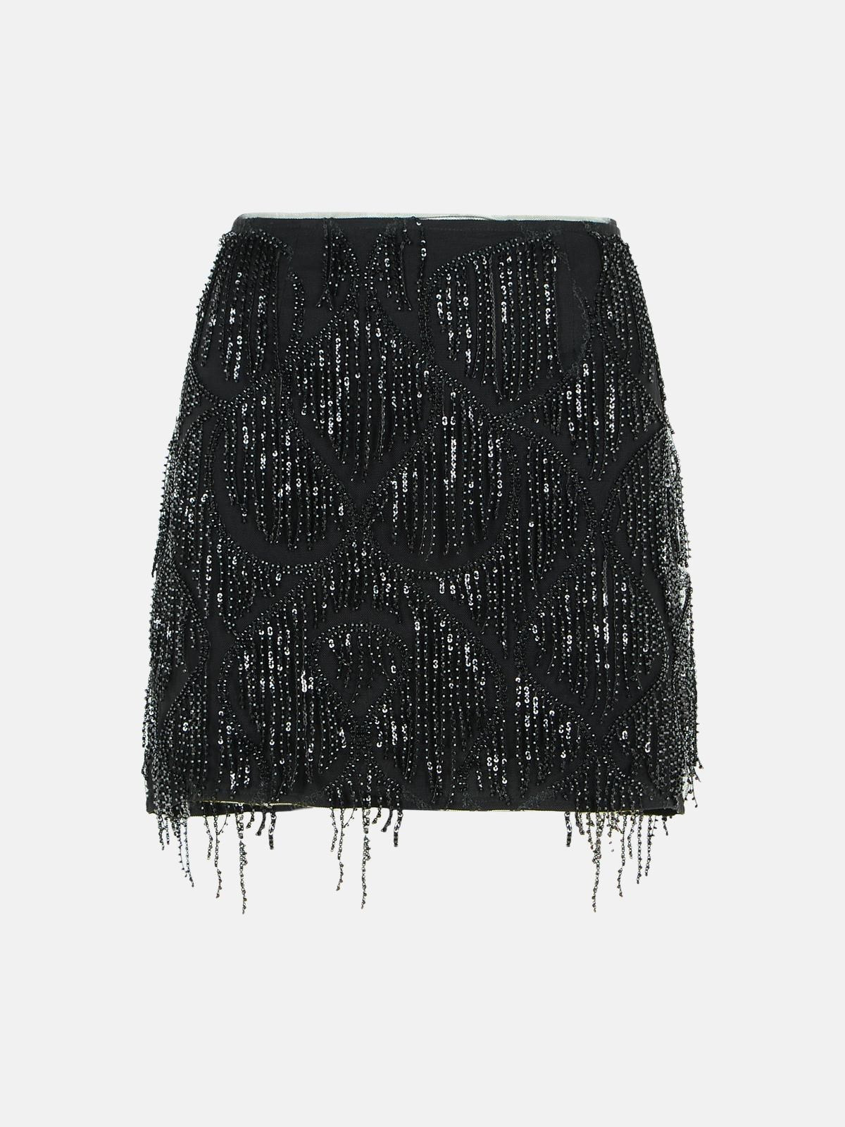 'TULA' BLACK POLYESTER MINISKIRT - 1