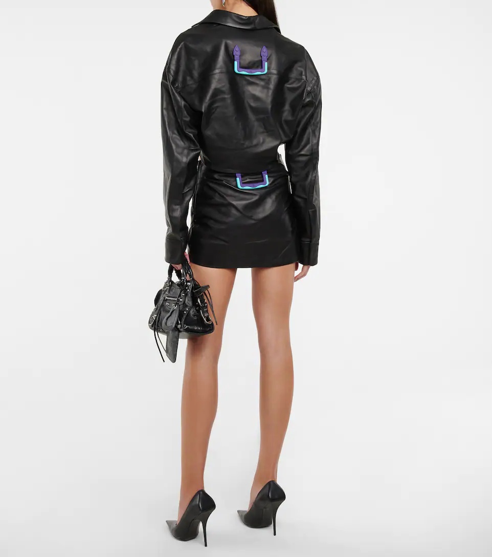 Leather crop shirt - 3