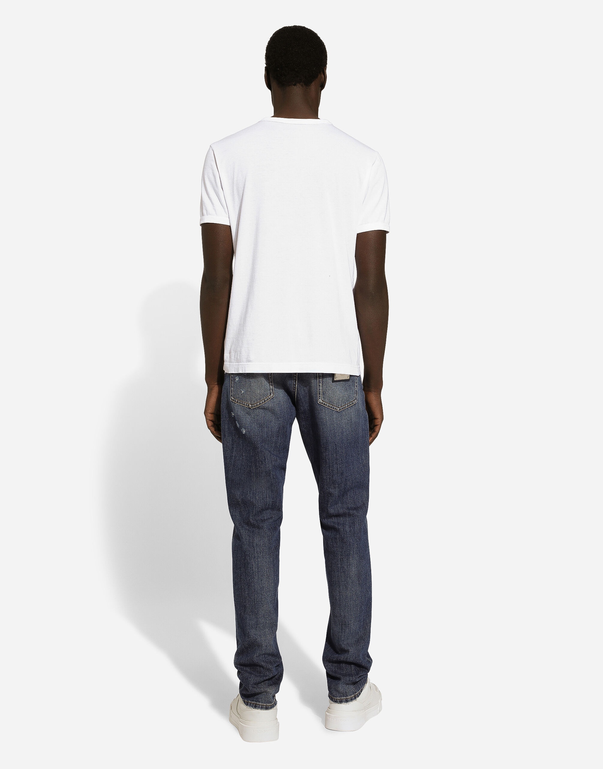 Regular-fit blue wash jeans with abrasions - 3