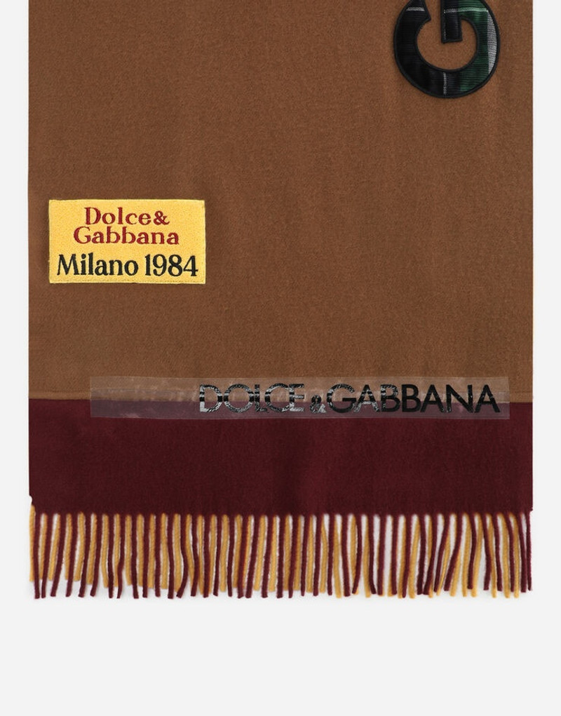 Dolce & Gabbana Wool patchwork scarf with jacquard logo outlook