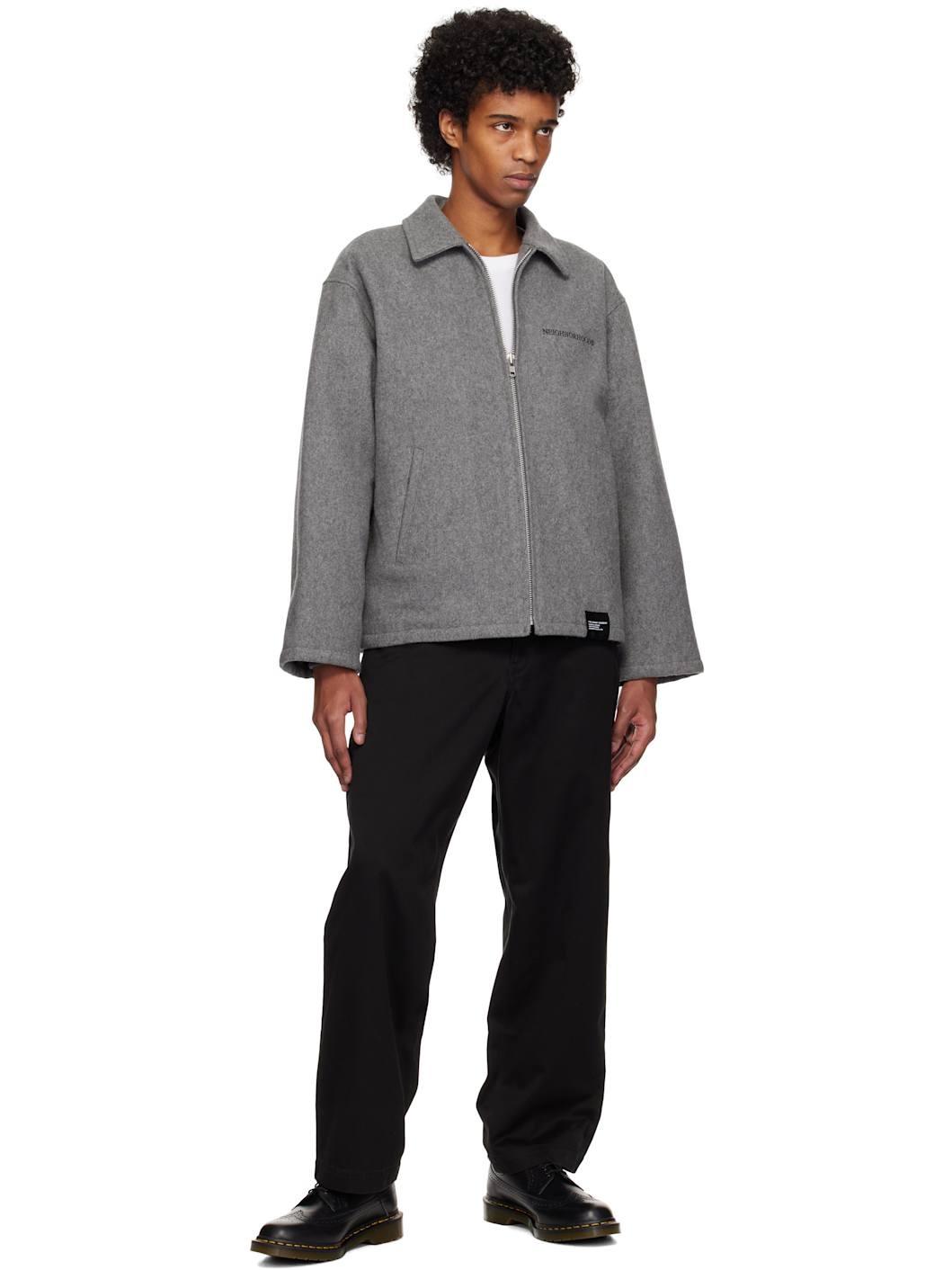 NEIGHBORHOOD Gray Melton Zip Work Jacket | REVERSIBLE
