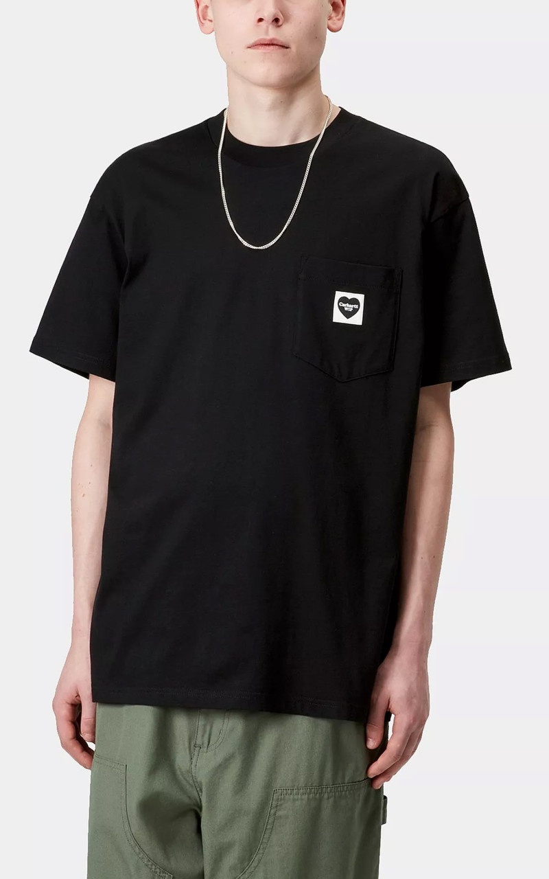 S/S POCKET HEART T-SHIRT BLACK/BLACK - 2