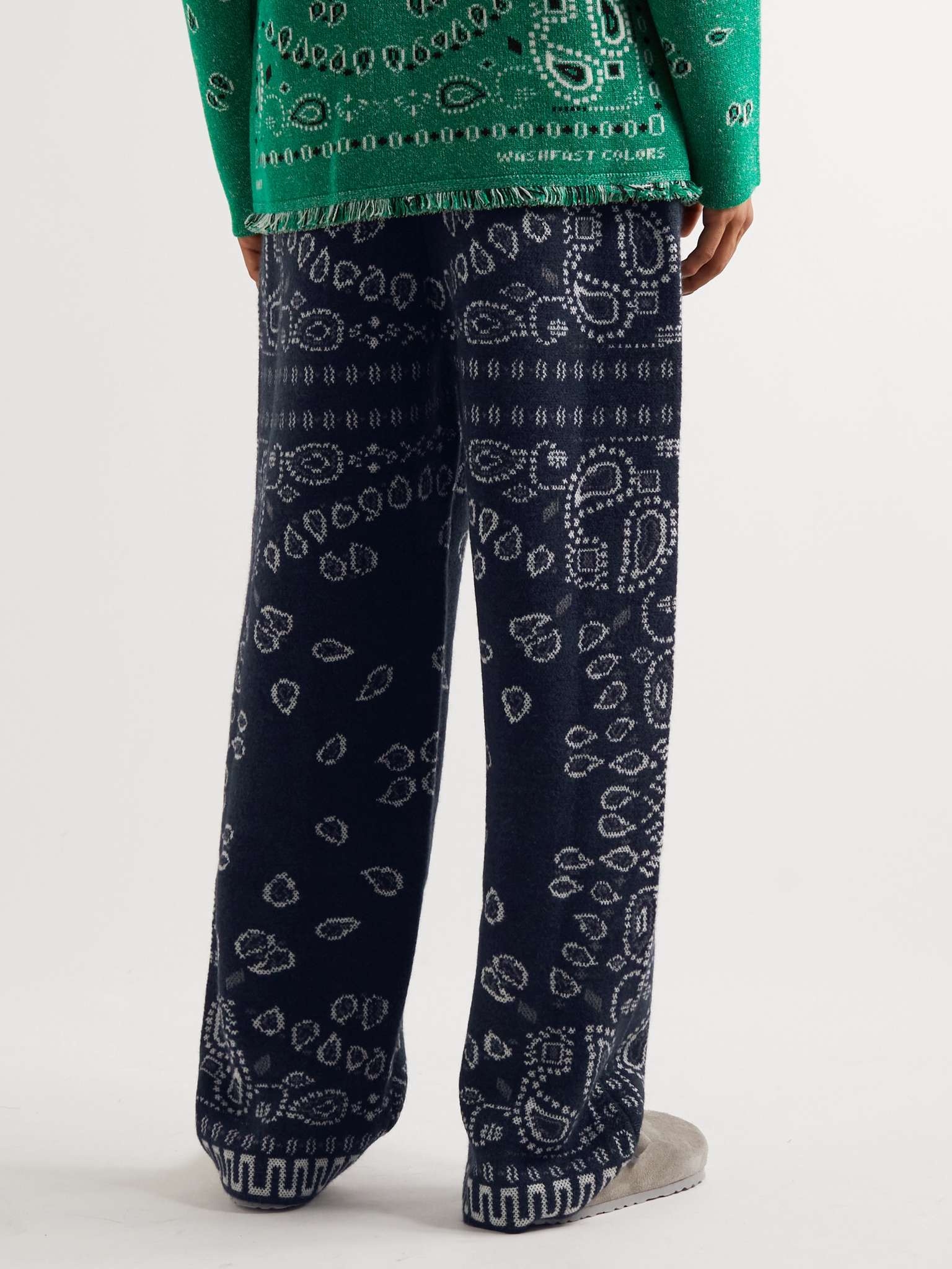 Wide-Leg Bandana-Jacquard Virgin Wool-Blend Sweatpants - 4