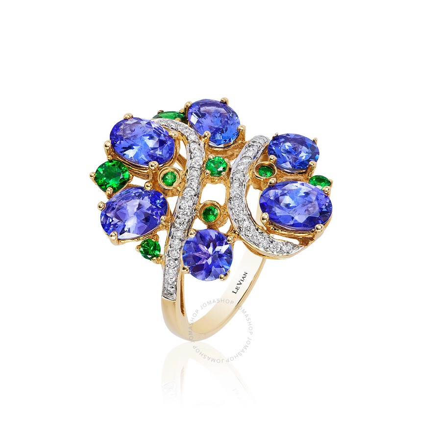 Le Vian - Le Vian Ring Blueberry Tanzanite, Forest Green Tsavorite, Vanilla Diamonds set in 14K Honey Gold Rin - 1