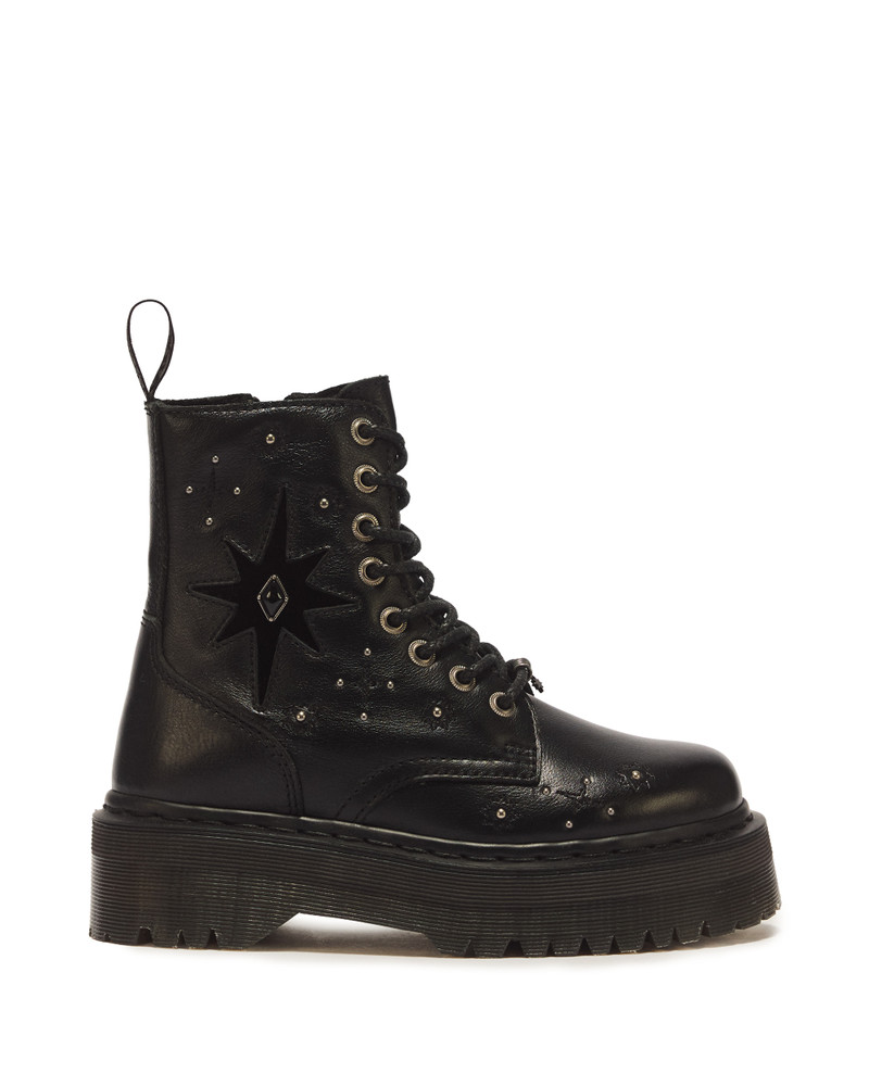 Jadon Whimsy Goth 8 Eye Leather & Velvet Lace Up Platform Boots 1