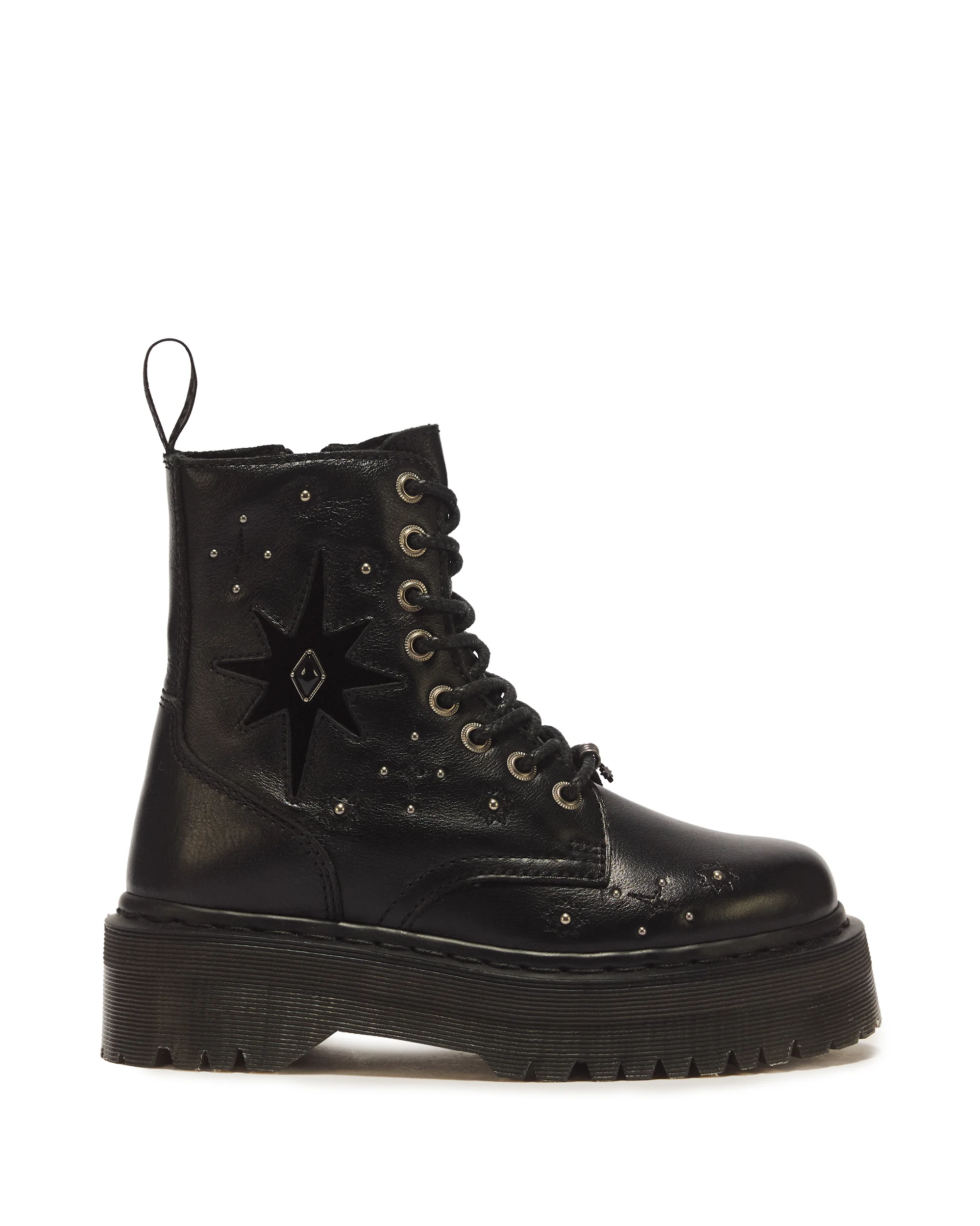 Jadon Whimsy Goth 8 Eye Leather & Velvet Lace Up Platform Boots - 1