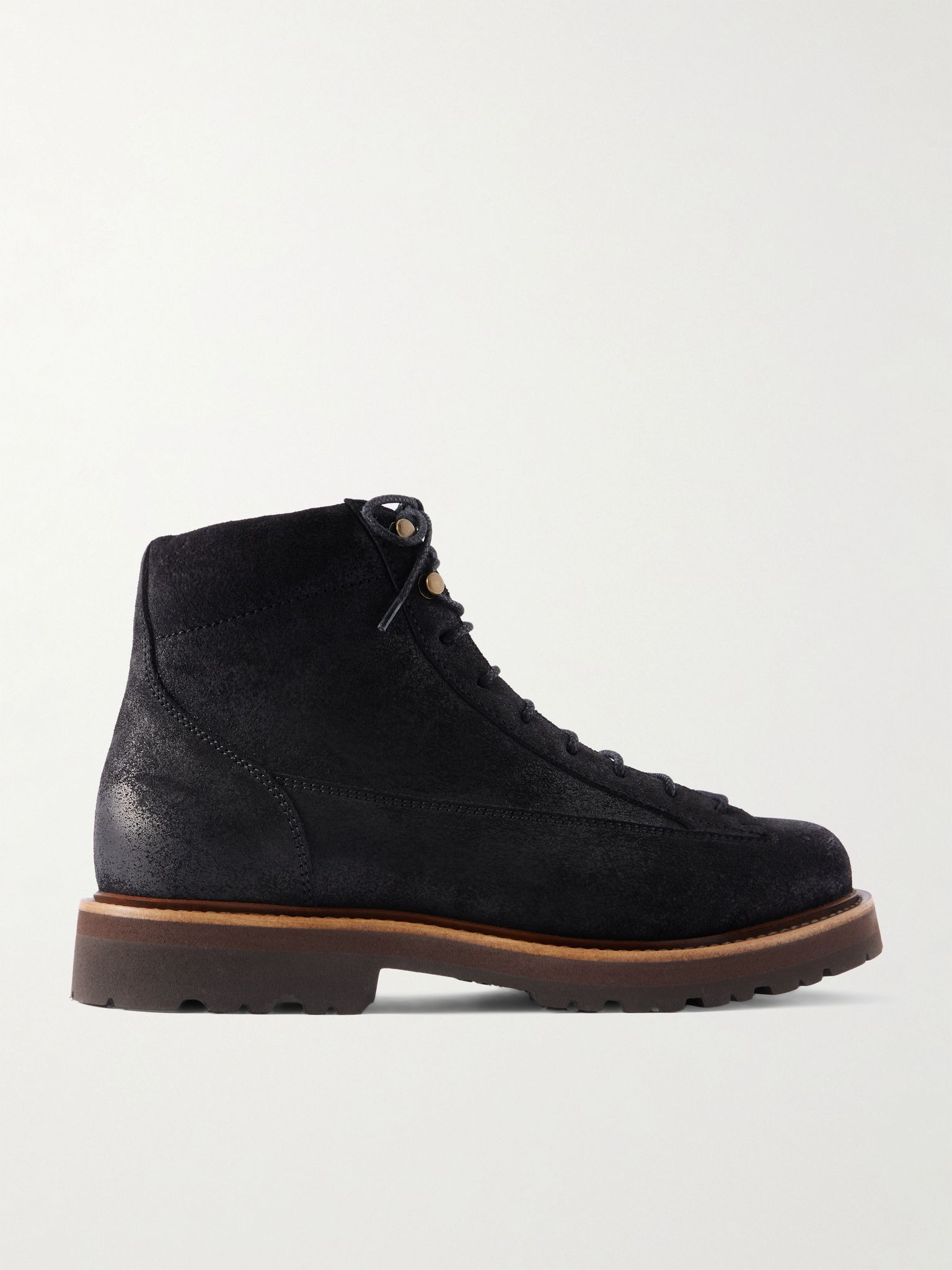 Waxed-Suede Hiking Boots Black - 1