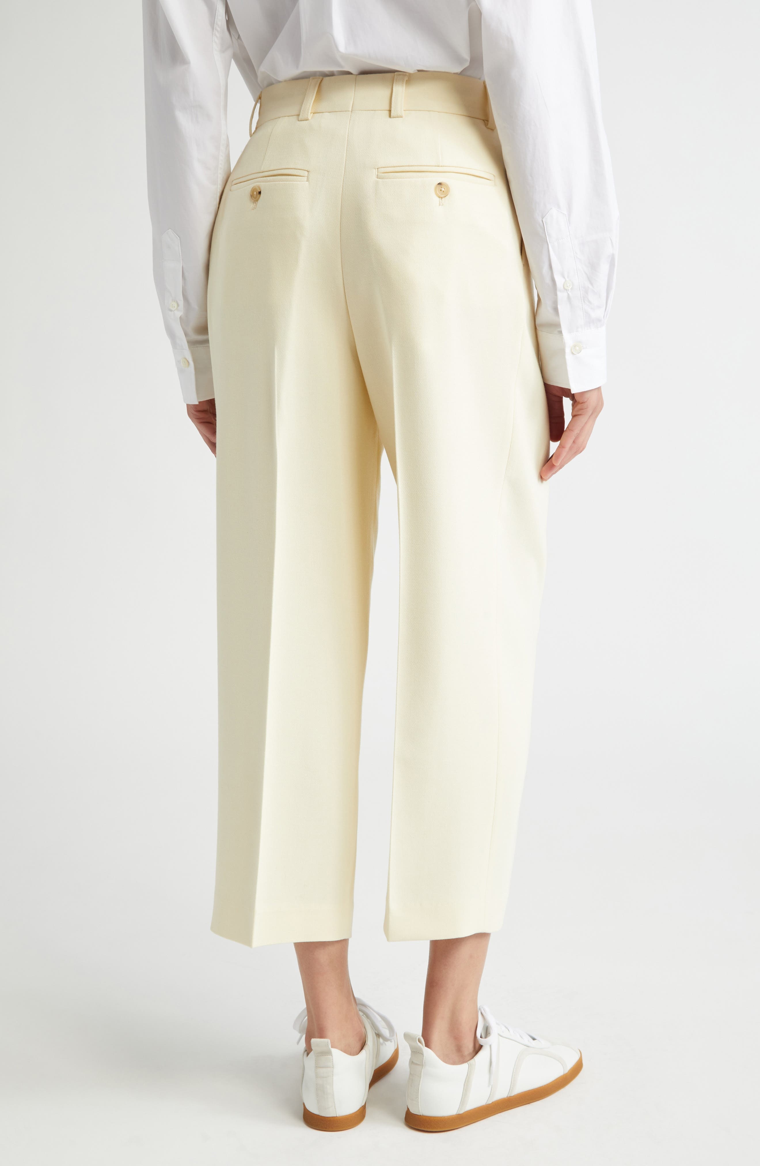 TOTEME Pleat Front Straight Leg Pants in Butter at Nordstrom - 3