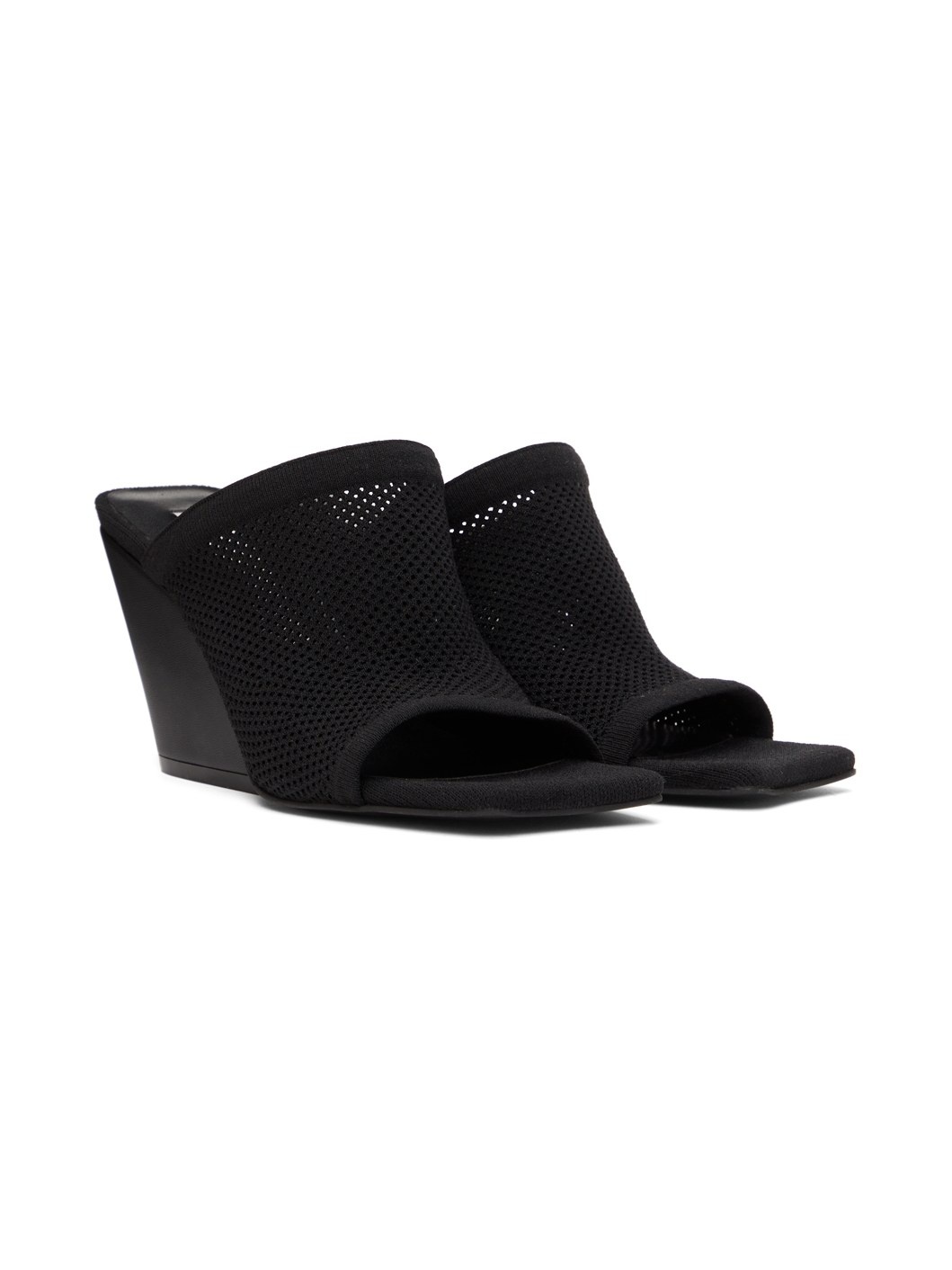 Black Knit Mesh Mules - 4