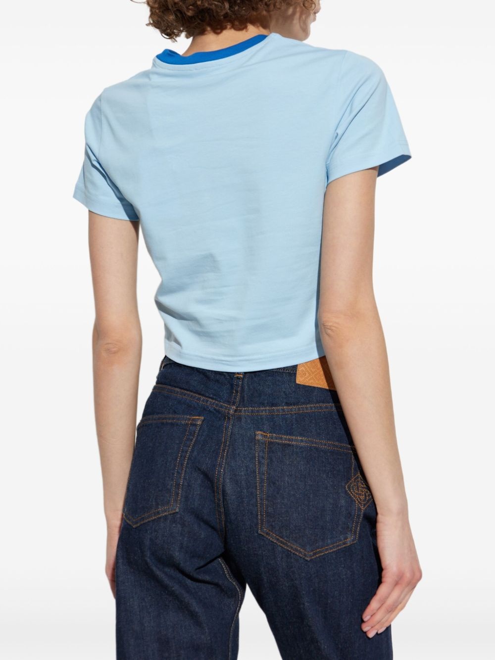 Montagne contrasting-trim cropped T-shirt - 4