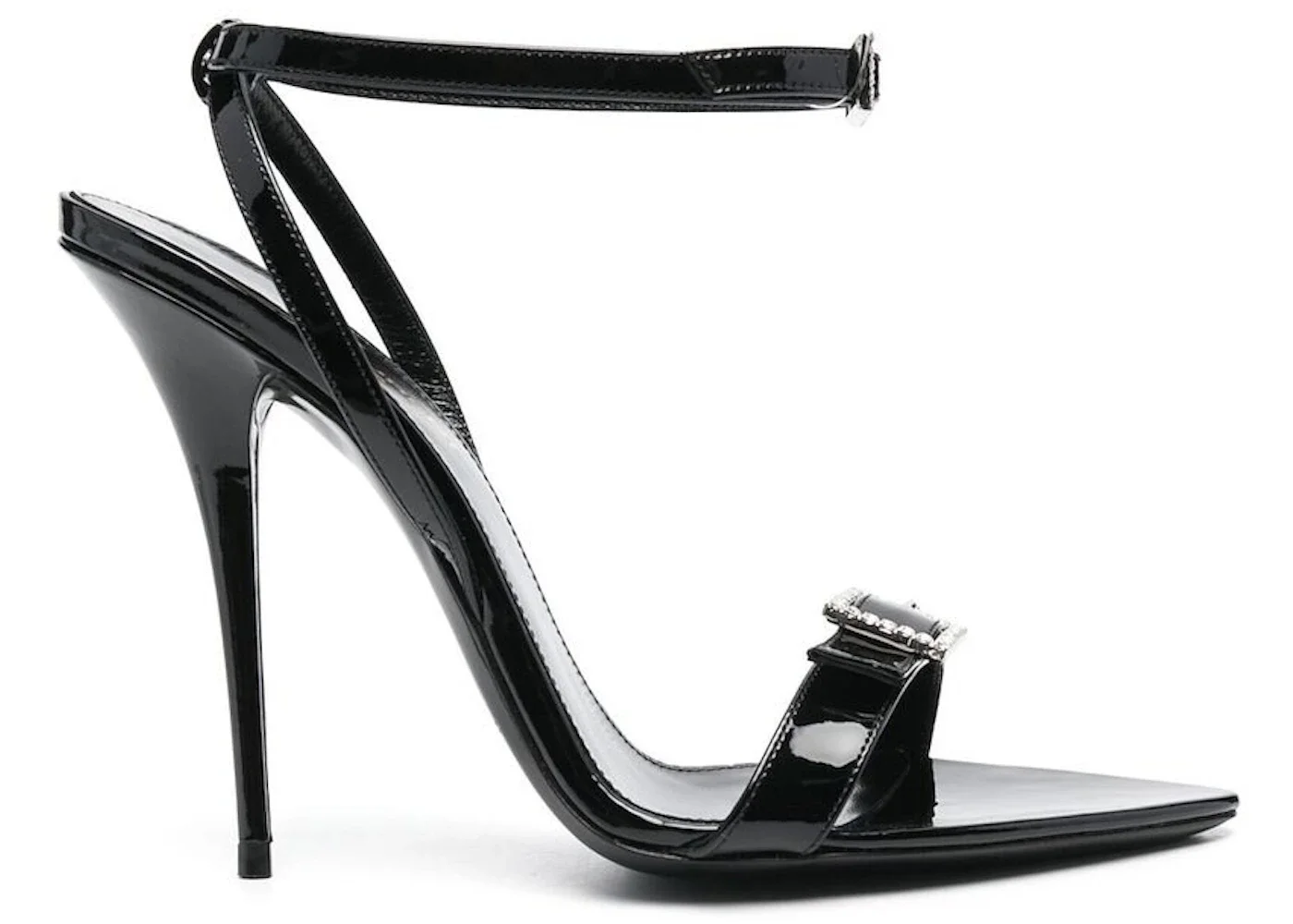 Saint Laurent Gippy Buckled Sandal Heels Black Leather - 1