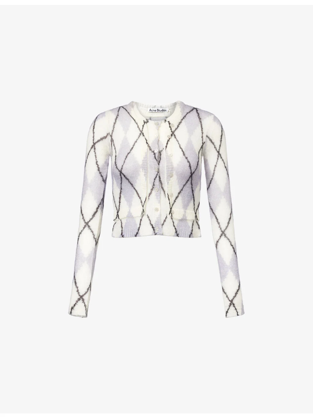 Cropped Printed Wool-Blend Cardigan - 1