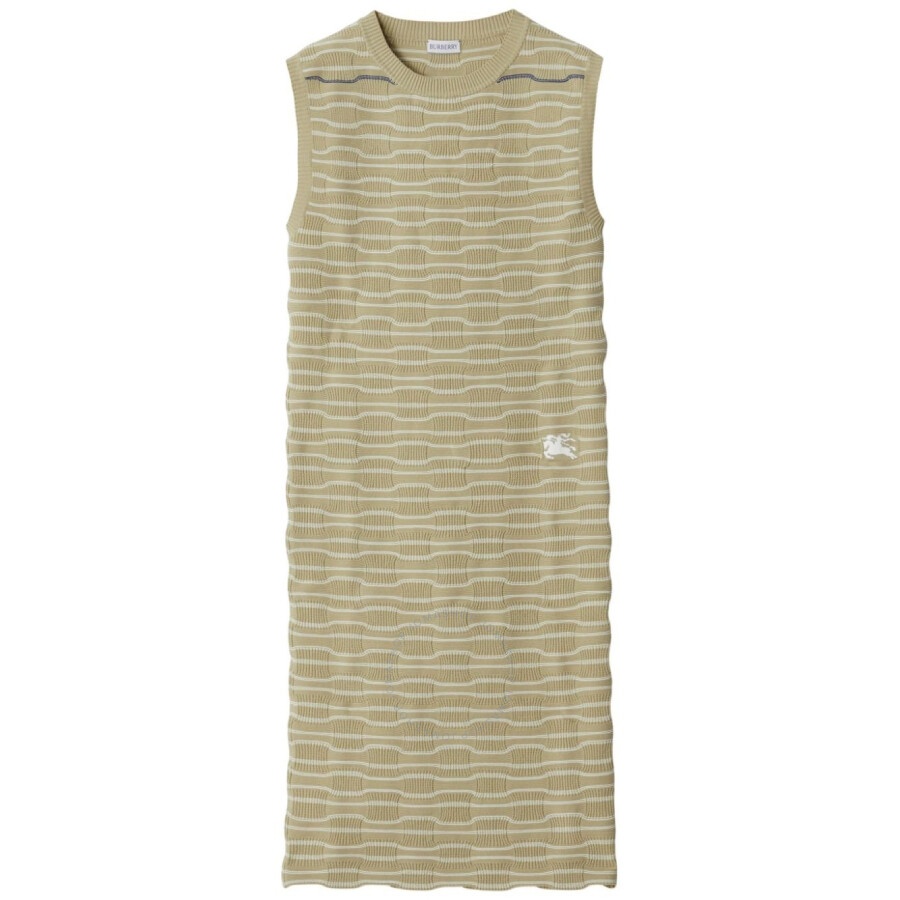 Burberry Embroidered-Logo Ribbed Mini Sleeveless Dress - 1