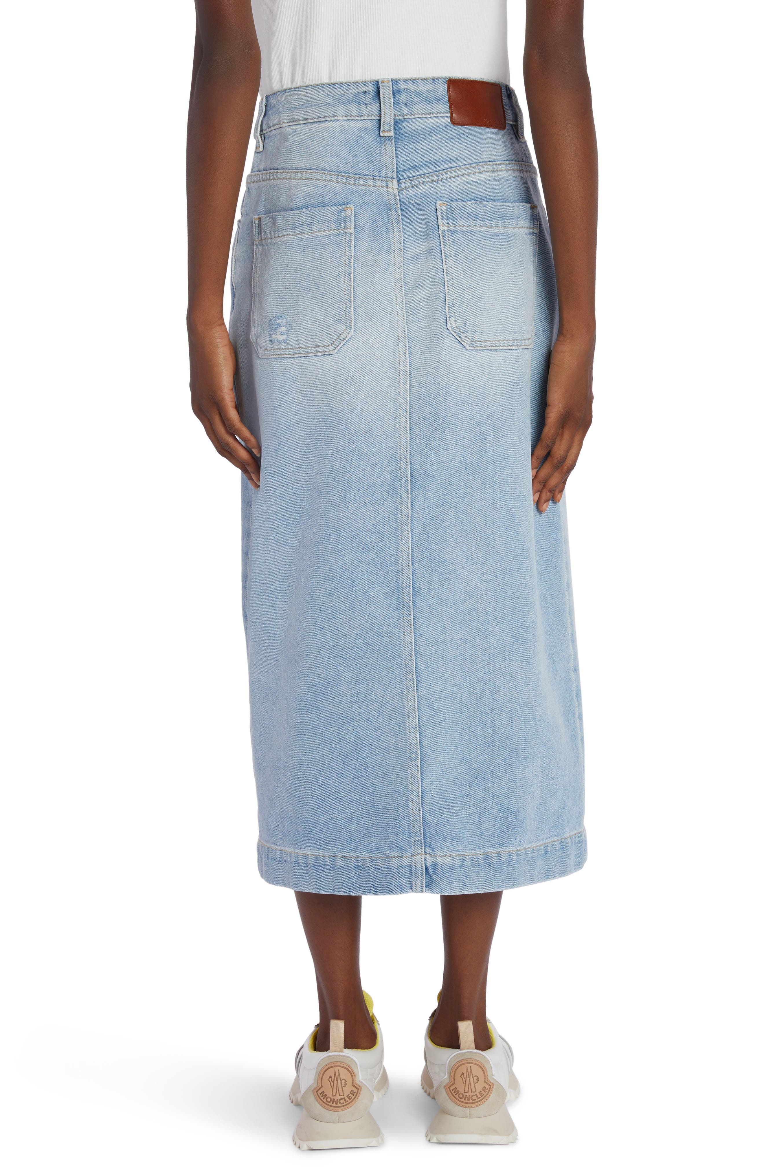 Cotton Denim Midi Skirt - 3
