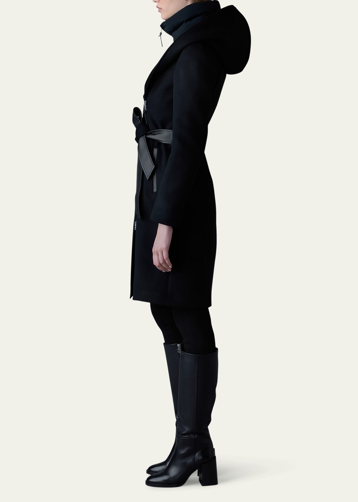 Shia 2-in-1 Double-Face Wool Coat with Removable Bib - 4